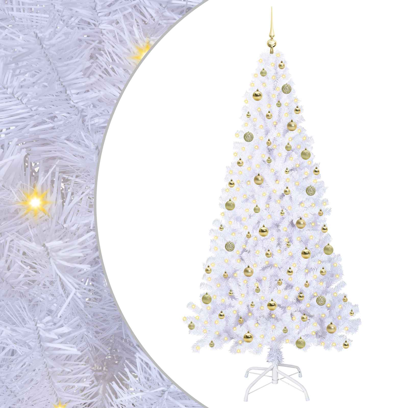 Sapin de Noël artificiel avec 300 LED Blanc 210 cm PVC et Acier - XIOS