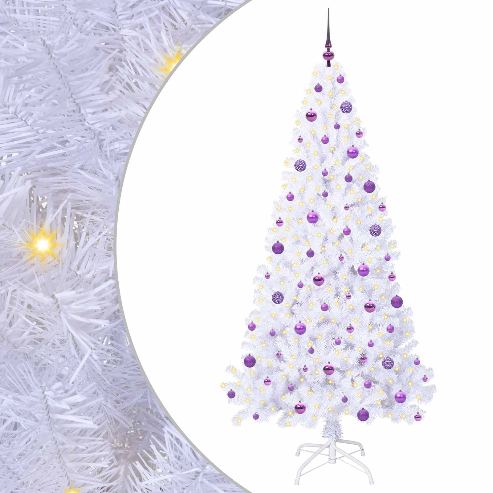 Sapin de Noël artificiel avec 300 LED Blanc 210 cm PVC et Acier - XIOS