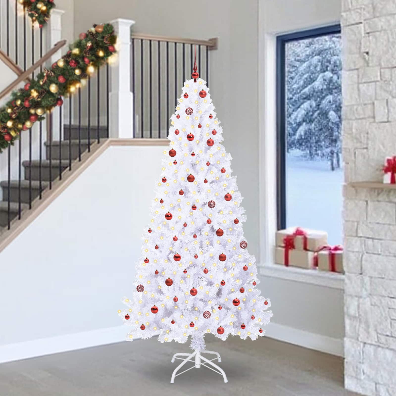 Sapin de Noël artificiel avec 300 LED Blanc 240 cm PVC et Acier - XIOS