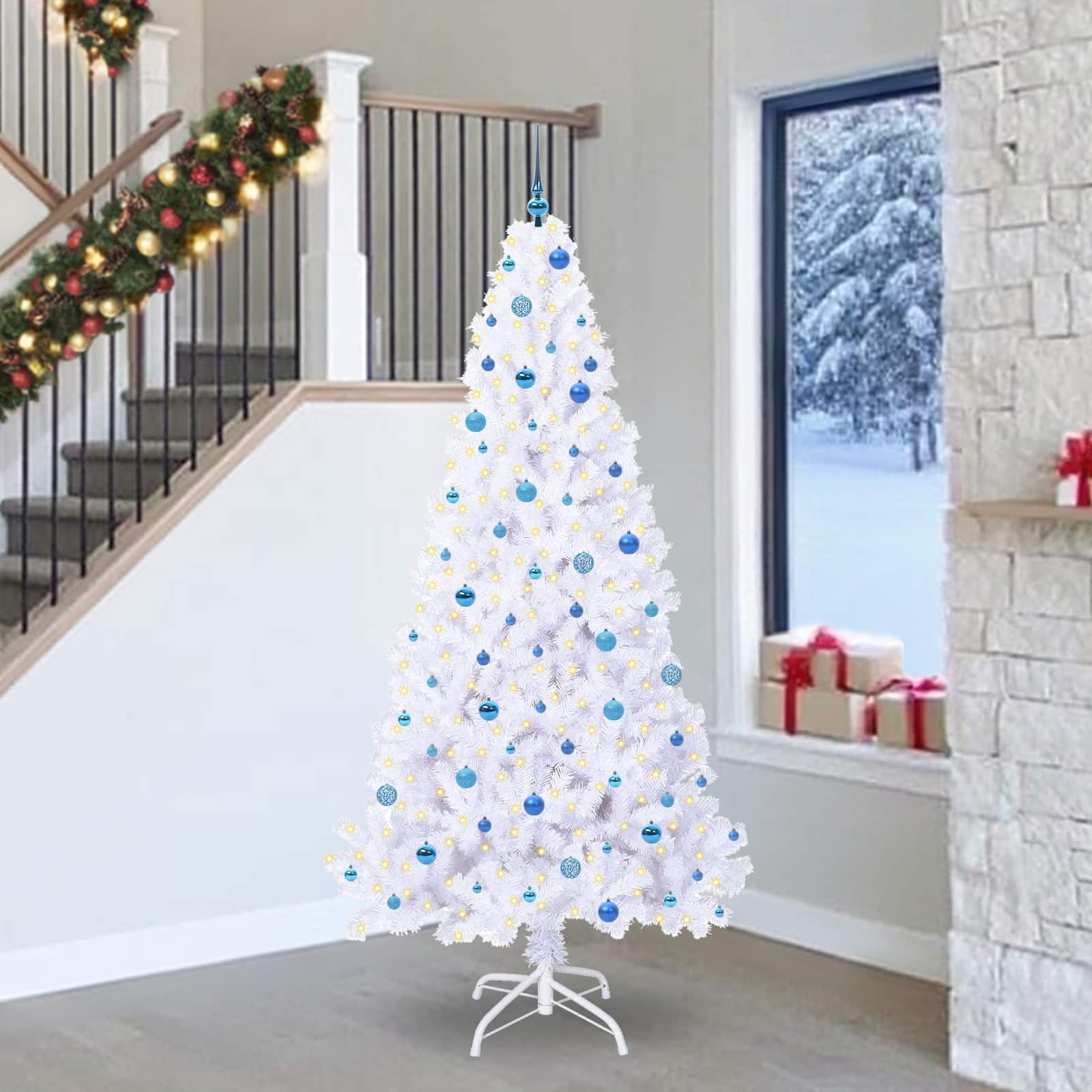 Sapin de Noël artificiel avec 300 LED Blanc 240 cm PVC et Acier - XIOS