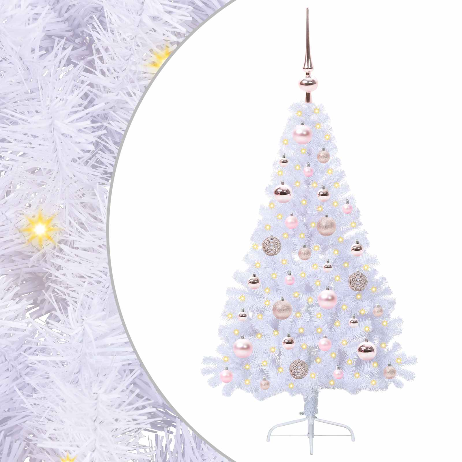 Sapin de Noël artificiel avec 150 LED Blanc 120 cm PVC et Acier - XIOS