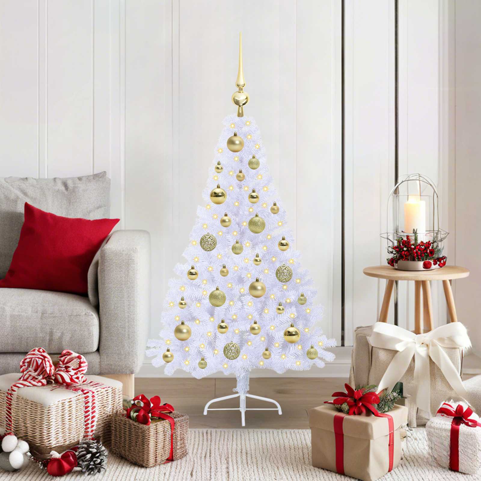 Sapin de Noël artificiel avec 150 LED Blanc 120 cm PVC et Acier - XIOS