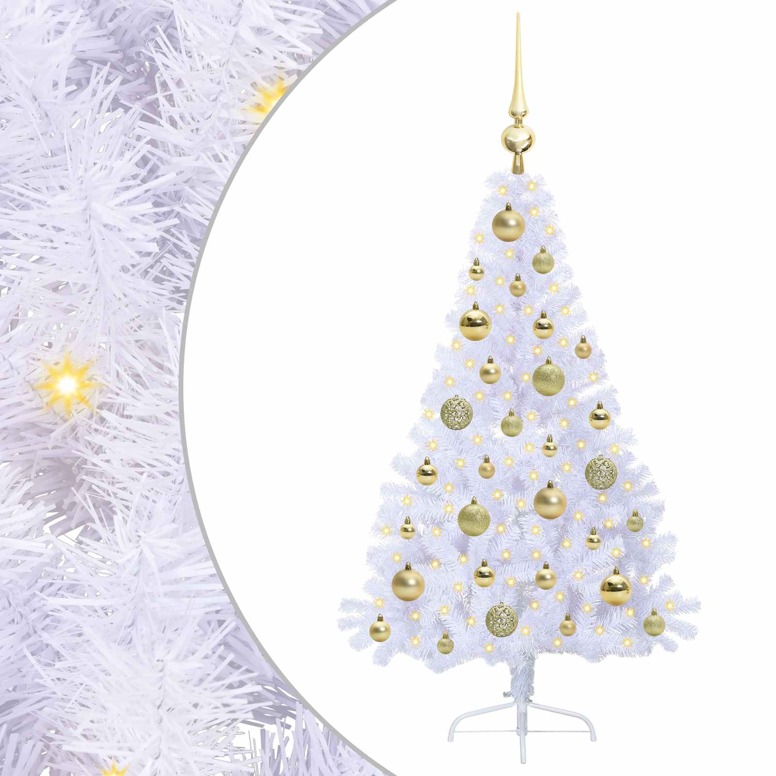 Sapin de Noël artificiel avec 150 LED Blanc 120 cm PVC et Acier - XIOS