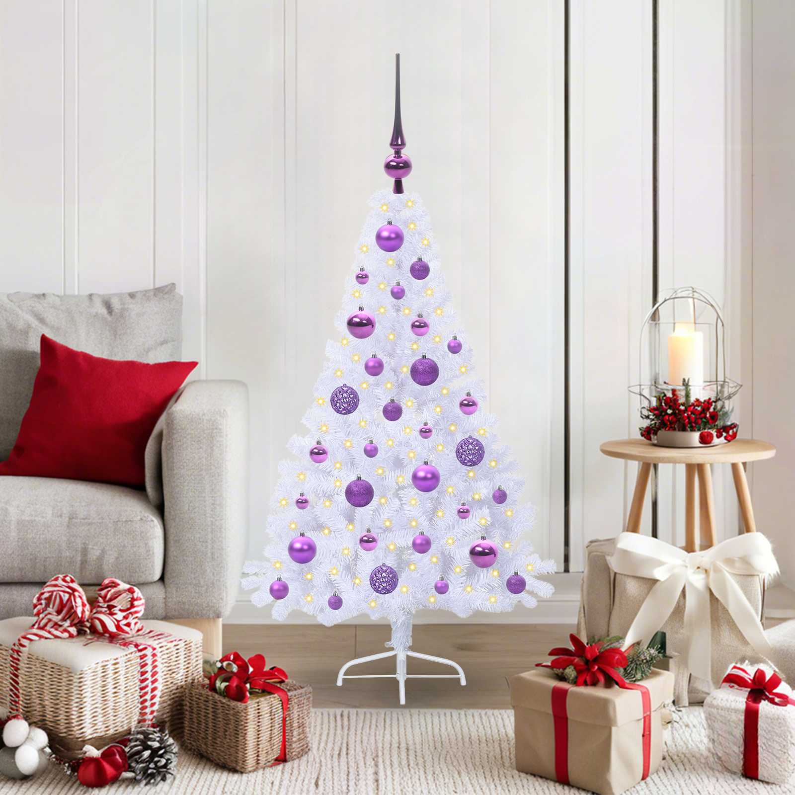 Sapin de Noël artificiel avec 150 LED Blanc 120 cm PVC et Acier - XIOS
