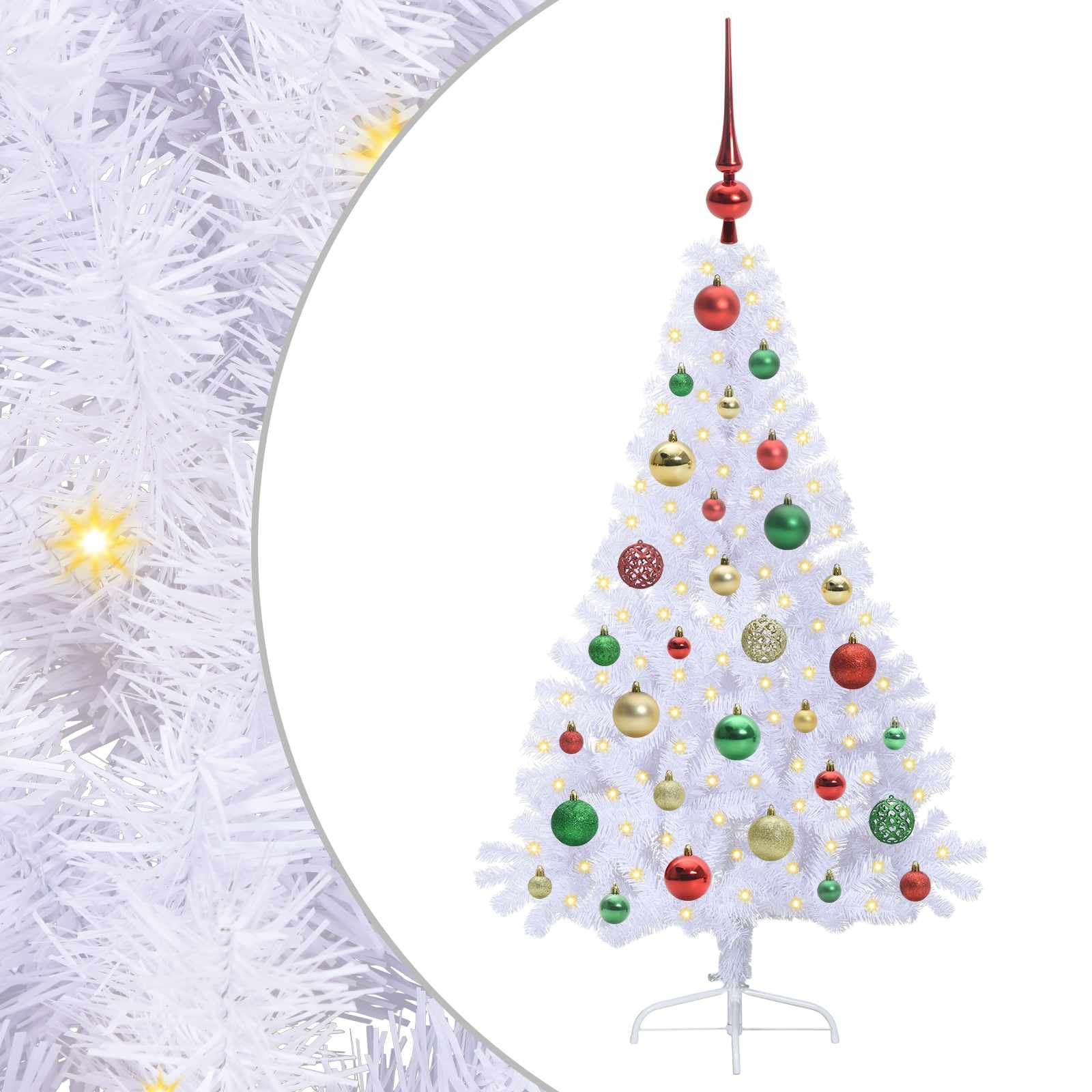 Sapin de Noël artificiel avec 150 LED Blanc 120 cm PVC et Acier - XIOS