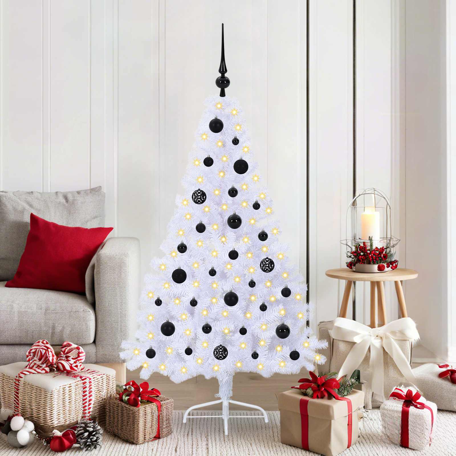 Sapin de Noël artificiel avec 150 LED Blanc 150 cm PVC et Acier - XIOS