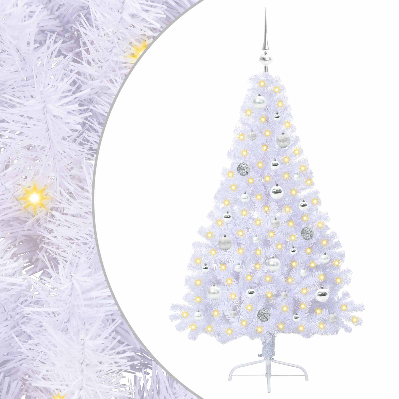 Sapin de Noël artificiel avec 150 LED Blanc 150 cm PVC et Acier - XIOS