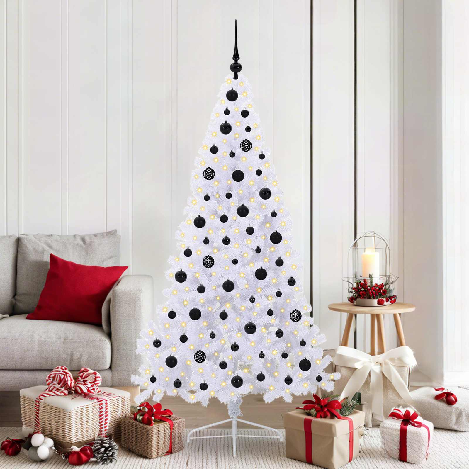 Sapin de Noël artificiel avec 300 LED Blanc 180 cm PVC et Acier - XIOS