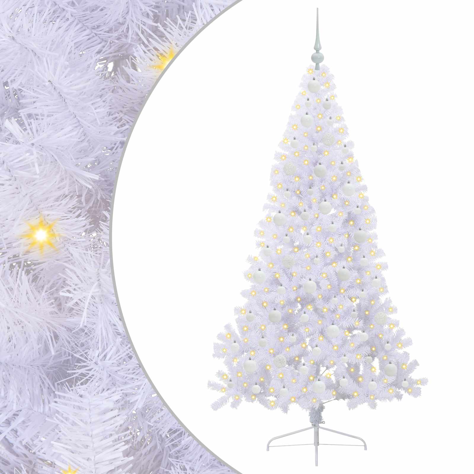 Sapin de Noël artificiel avec 300 LED Blanc 180 cm PVC et Acier - XIOS