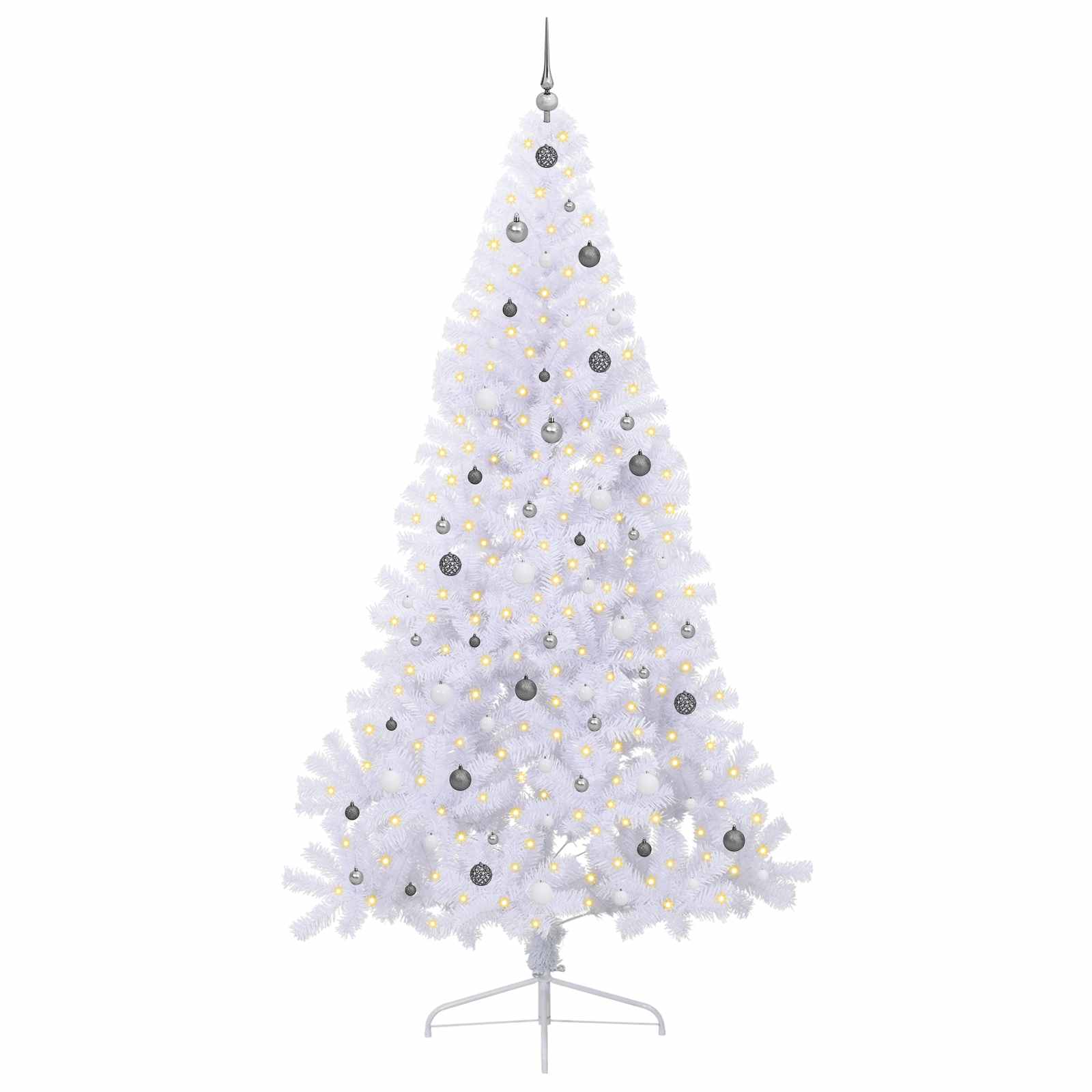 Sapin de Noël artificiel avec 300 LED Blanc 240 cm PVC et Acier