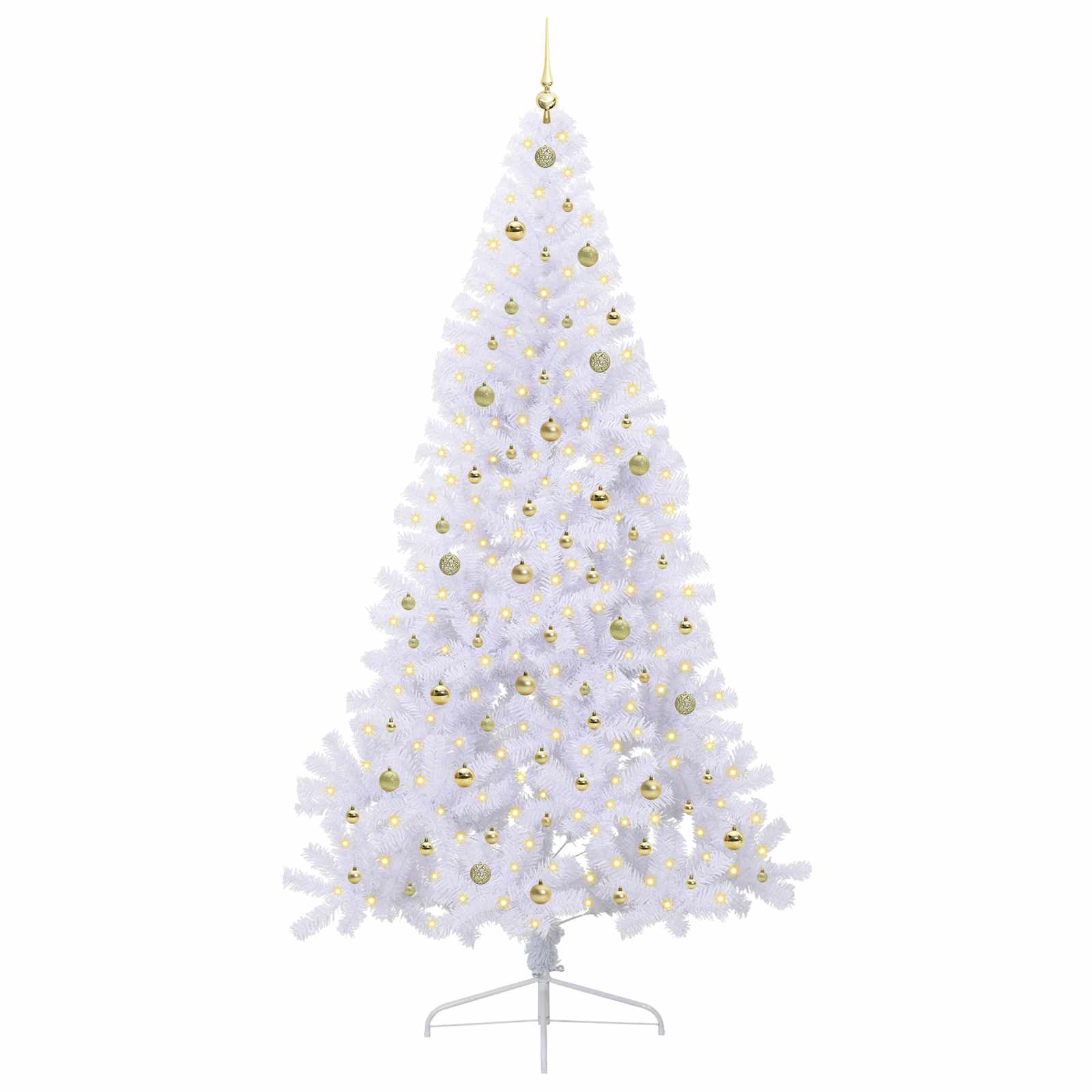 Sapin de Noël artificiel avec 300 LED Blanc 240 cm PVC et Acier