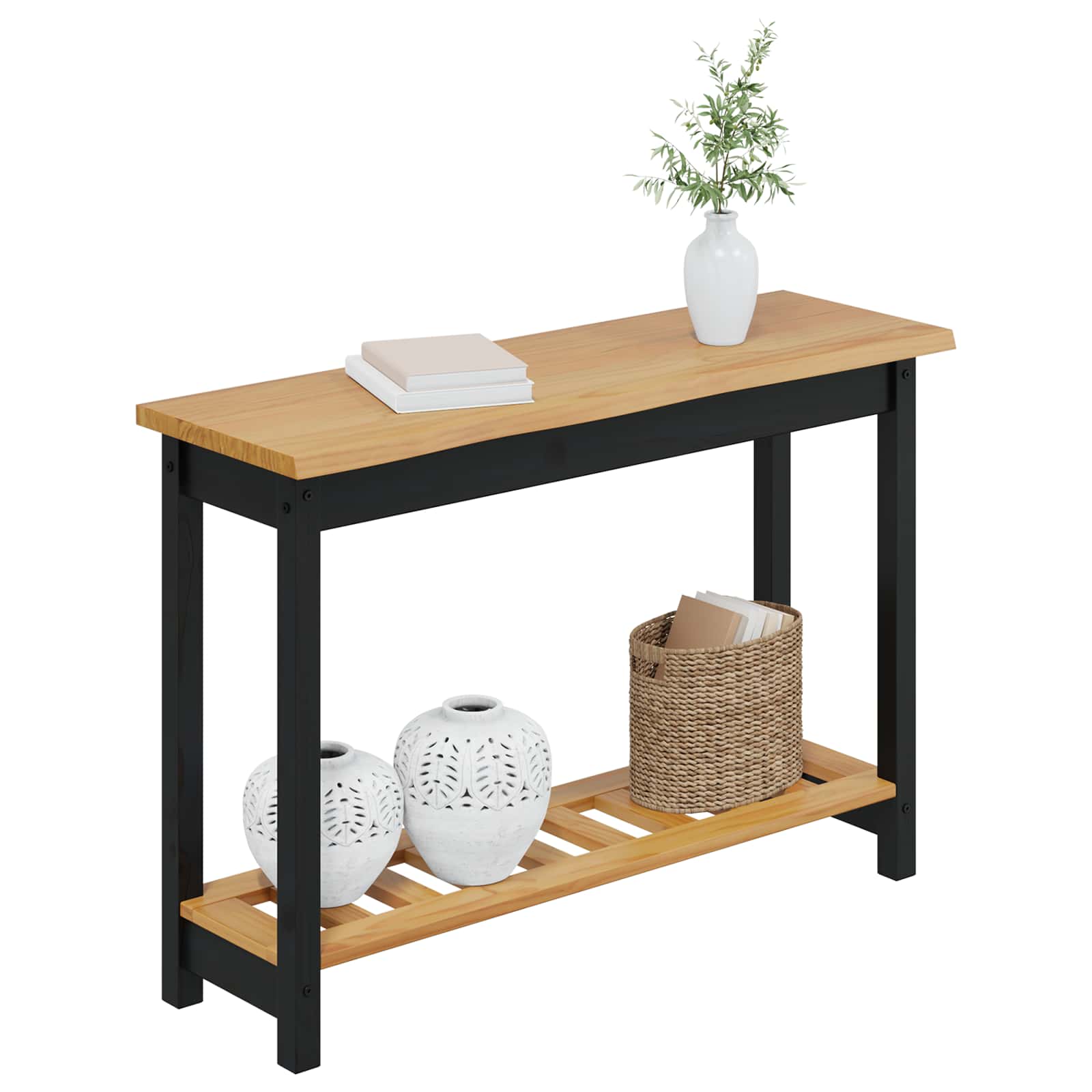 Table console EKAI Noir 112 x 35 x 76 cm Bois de pin massif