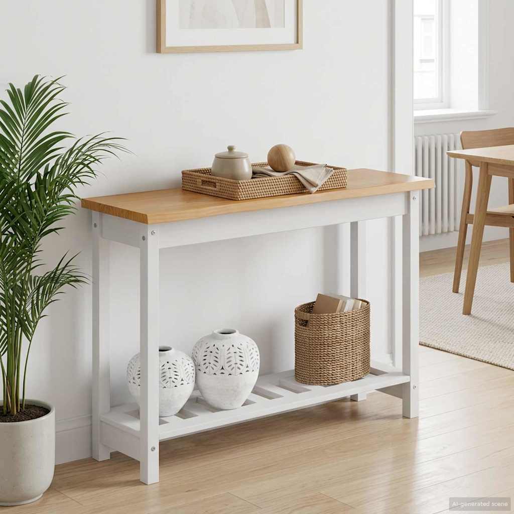 Table console EKAI Blanc 112 x 35 x 76 cm Bois de pin massif