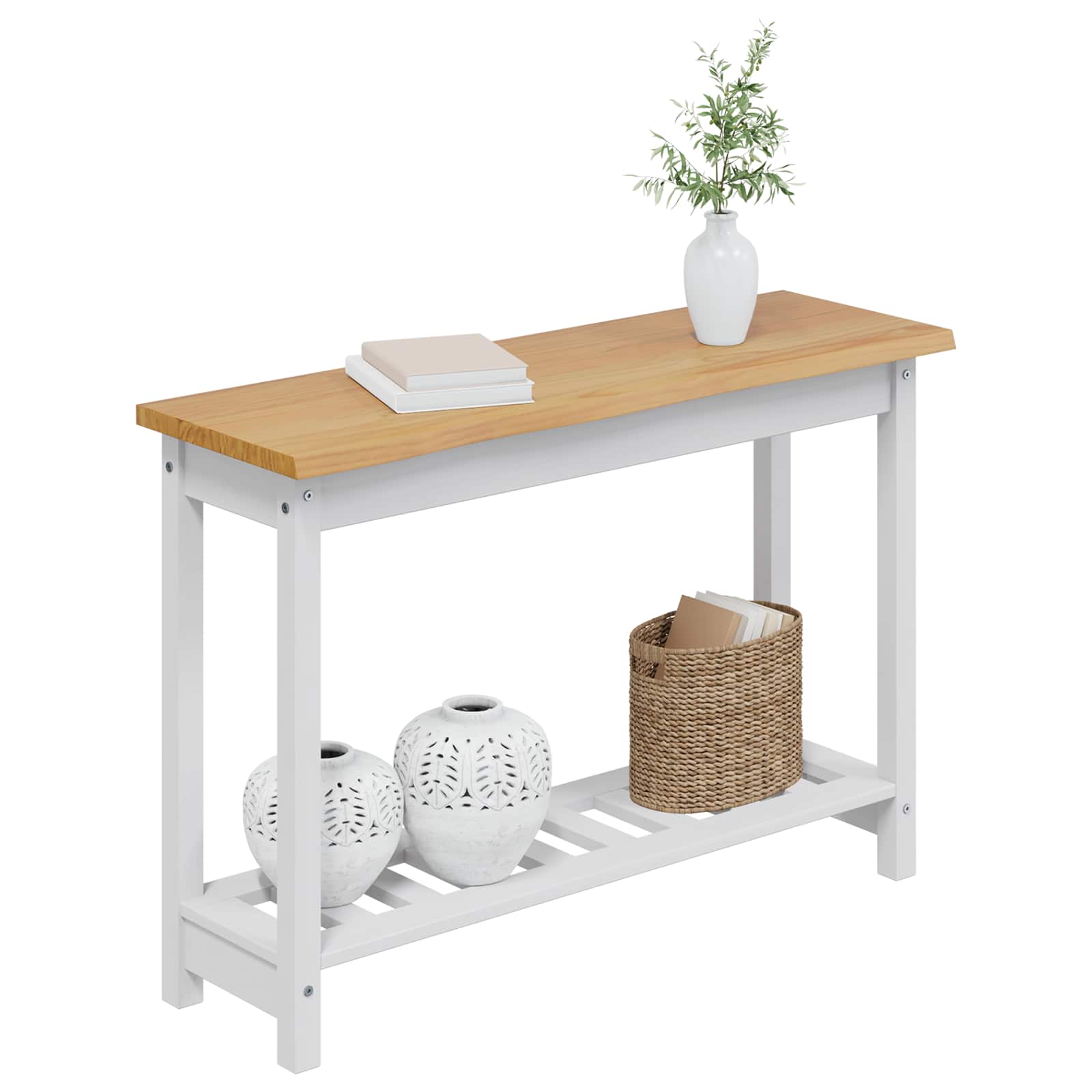 Table console EKAI Blanc 112 x 35 x 76 cm Bois de pin massif