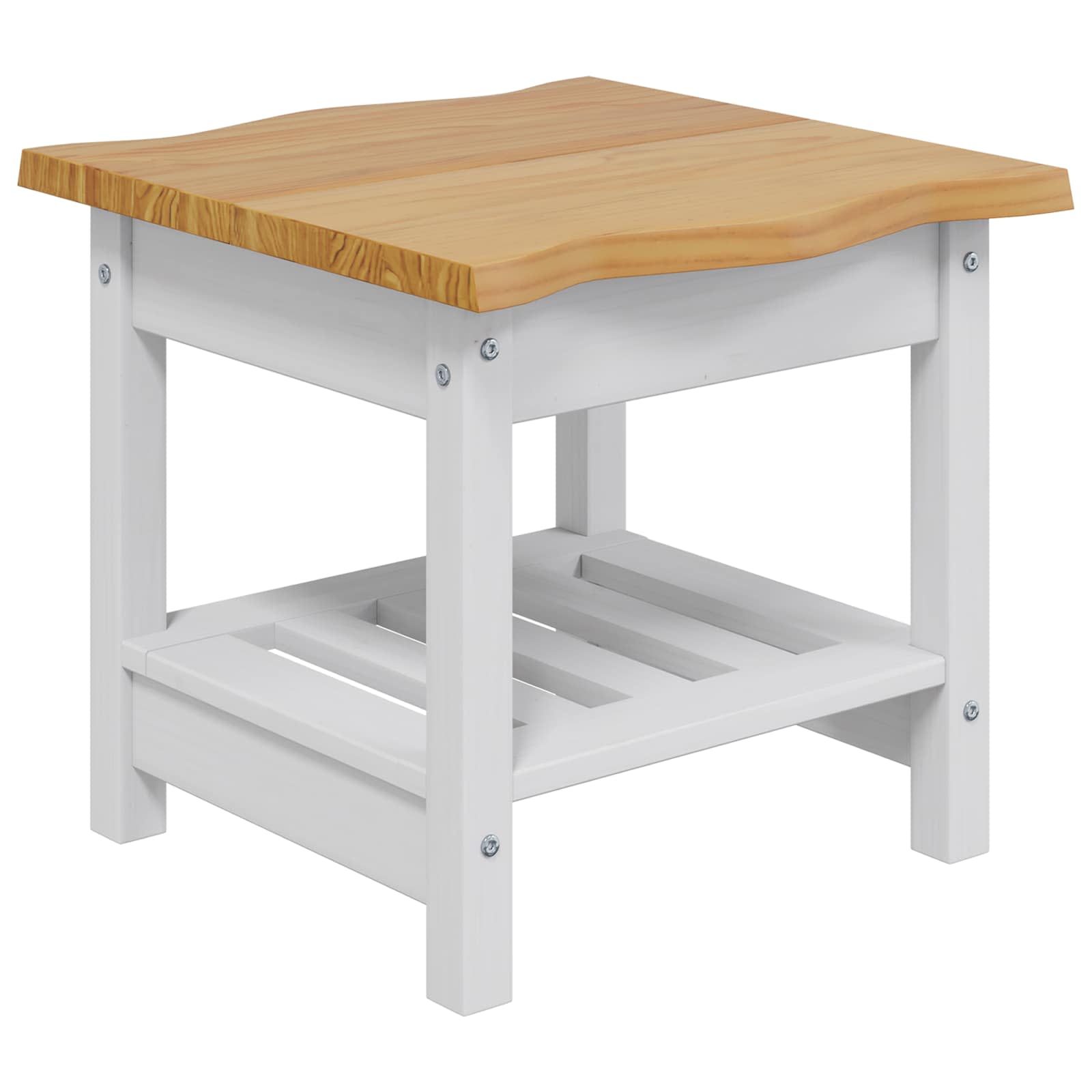 Table d'appoint EKAI Blanc 50 x 50 x 45,5 cm Bois de pin massif - XIOS