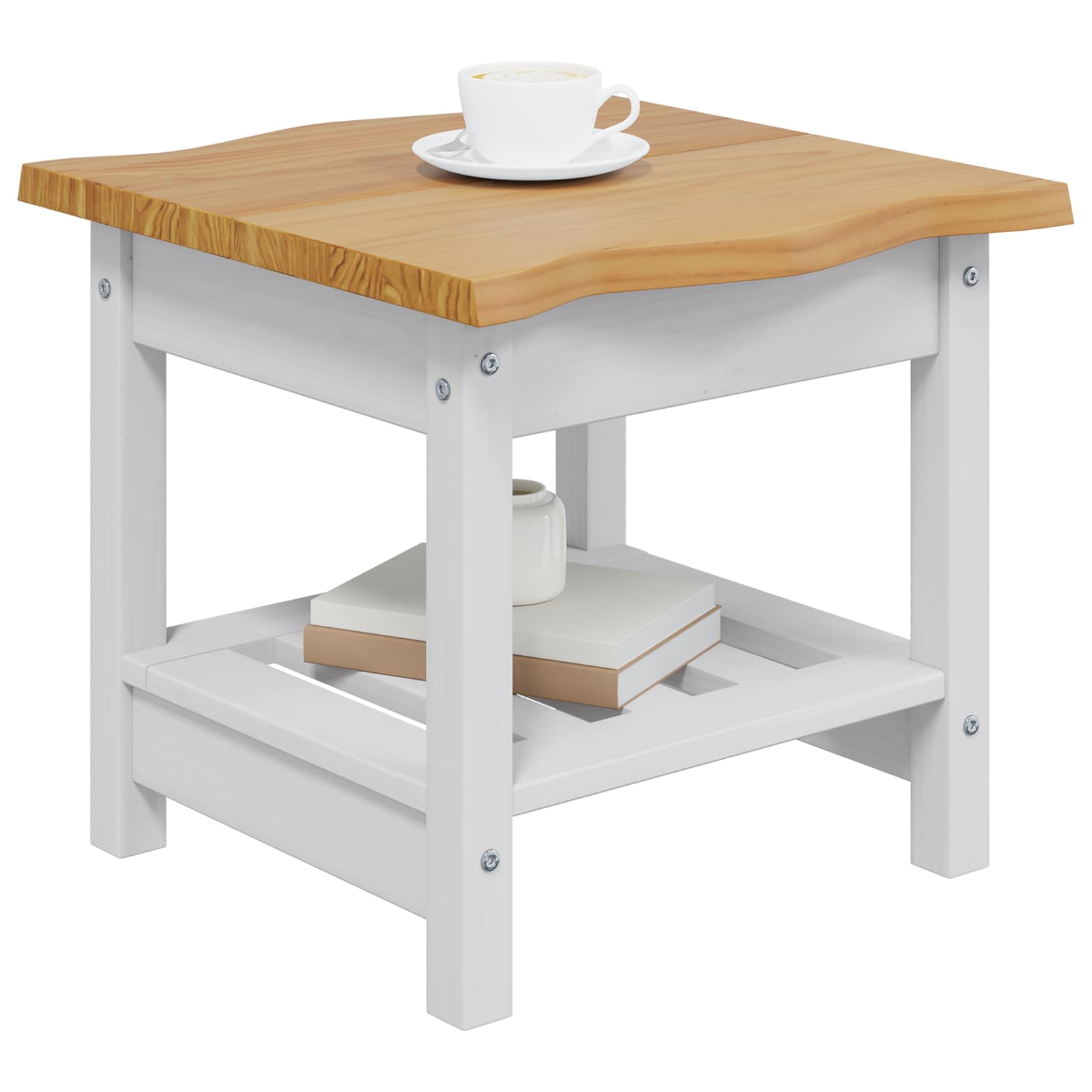 Table d'appoint EKAI Blanc 50 x 50 x 45,5 cm Bois de pin massif - XIOS
