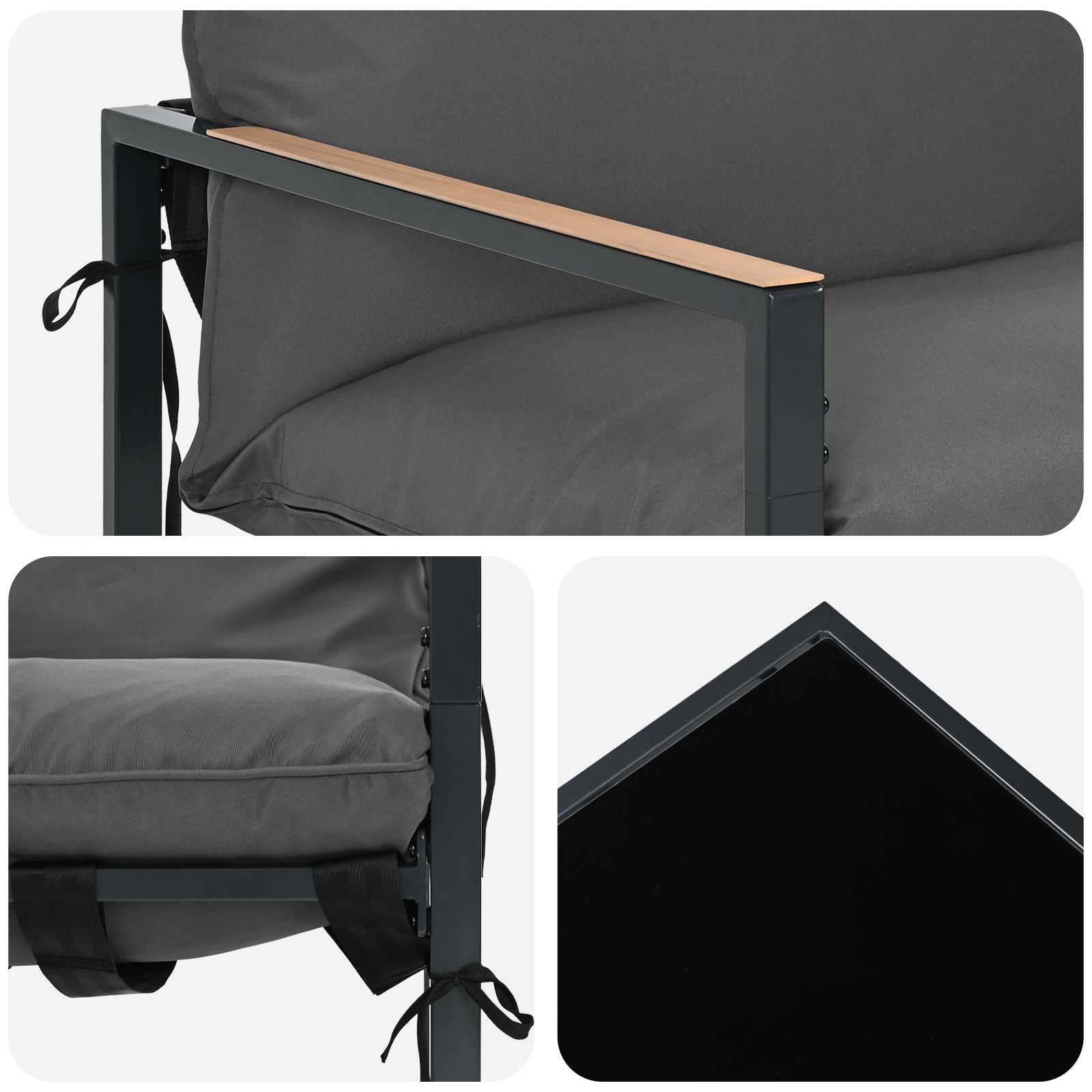 Ensemble de canapé de jardin 4 pcs Noir et anthracite Acier - XIOS