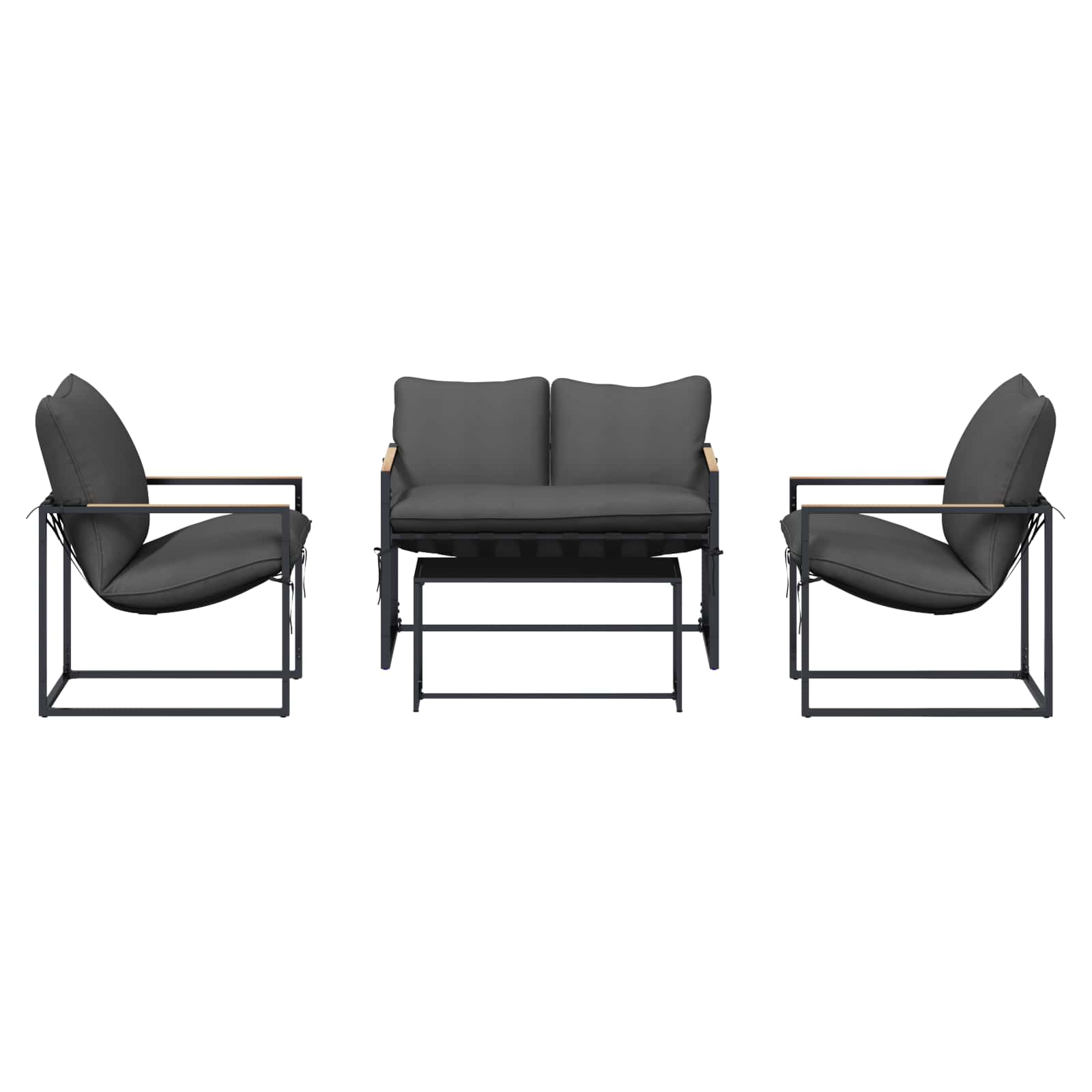Ensemble de canapé de jardin 4 pcs Noir et anthracite Acier - XIOS