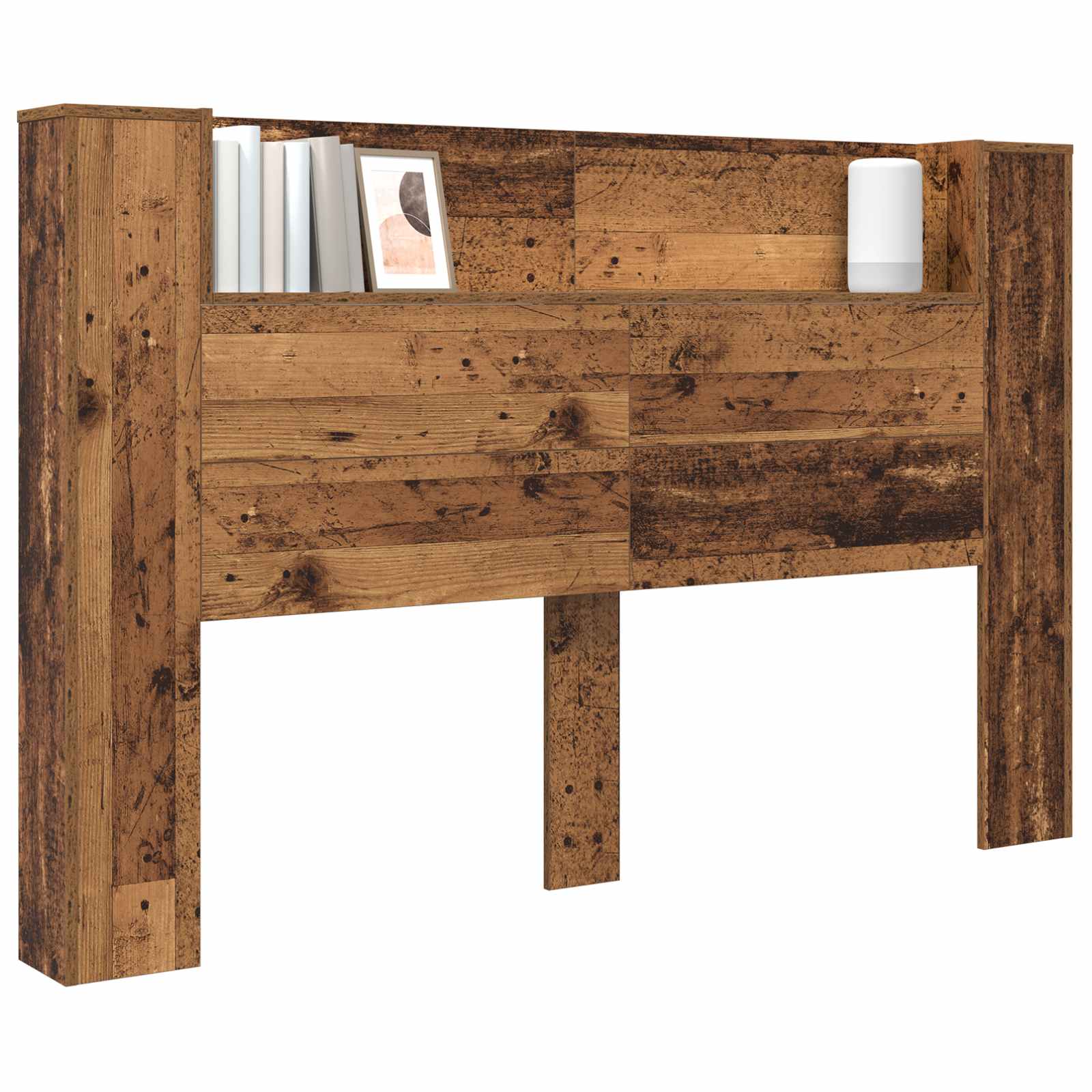 Tête de lit de rangement avec LED Bois ancien 160 cm