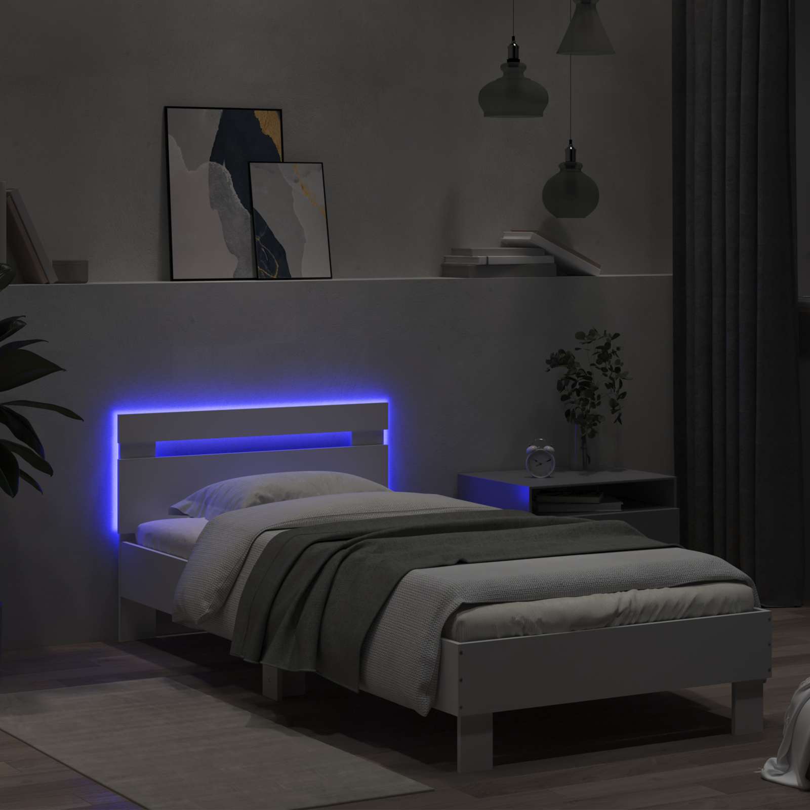Cadre de lit avec LED Blanc 80 x 200 cm Bois d'ingénierie - XIOS