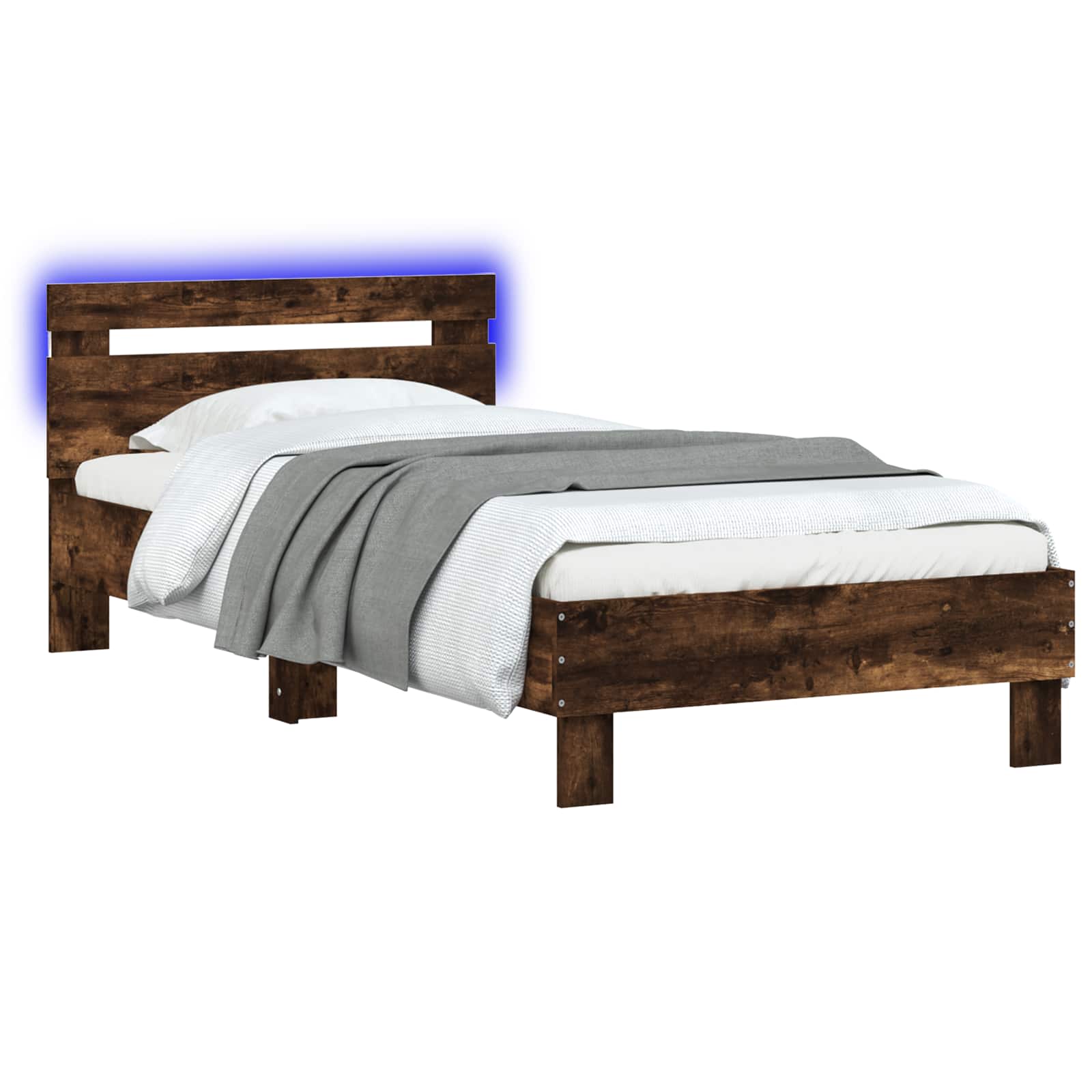 Cadre de lit avec LED Chêne fumé 80 x 200 cm Bois d'ingénierie - XIOS