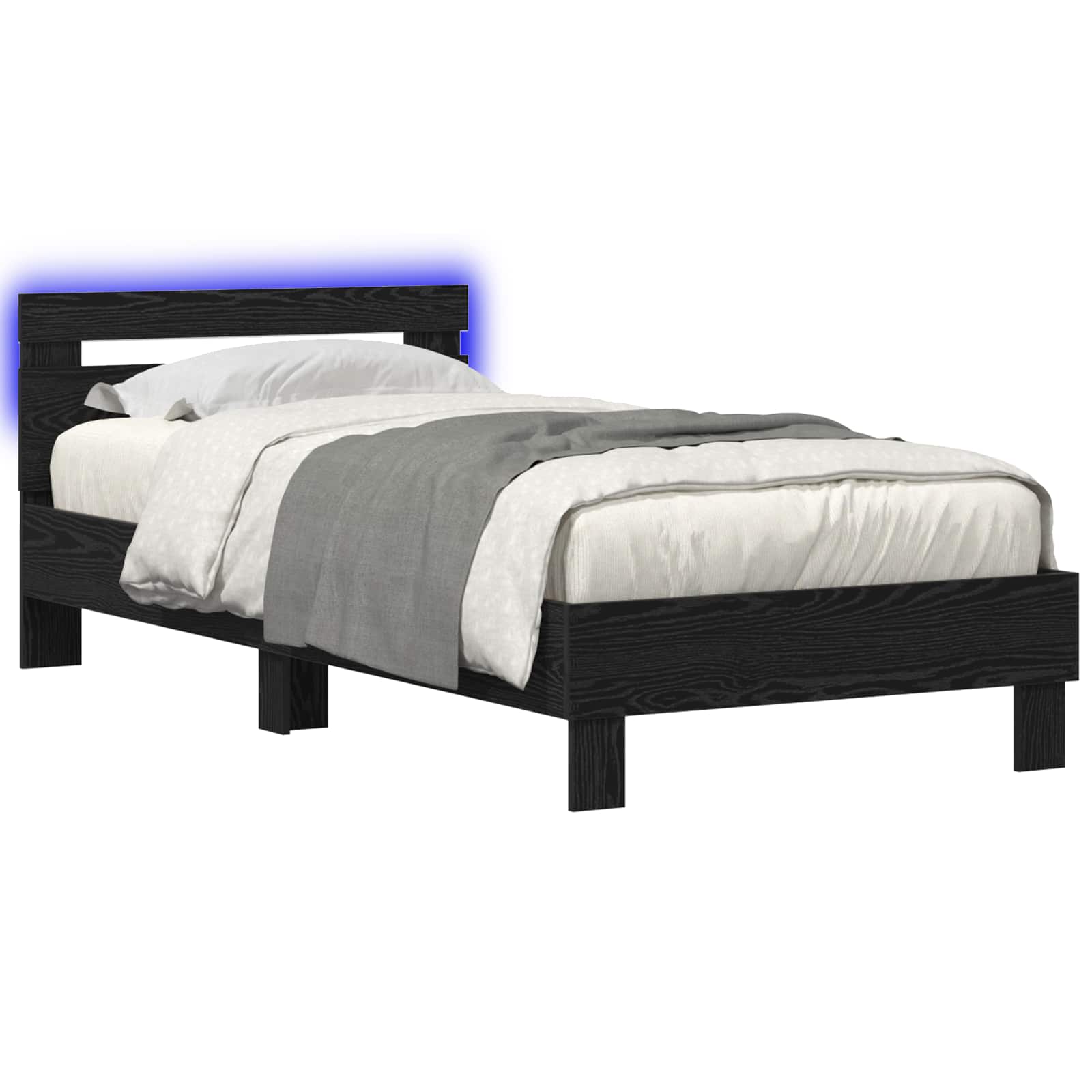 Cadre de lit avec LED Chêne noir 80 x 200 cm Bois d'ingénierie - XIOS
