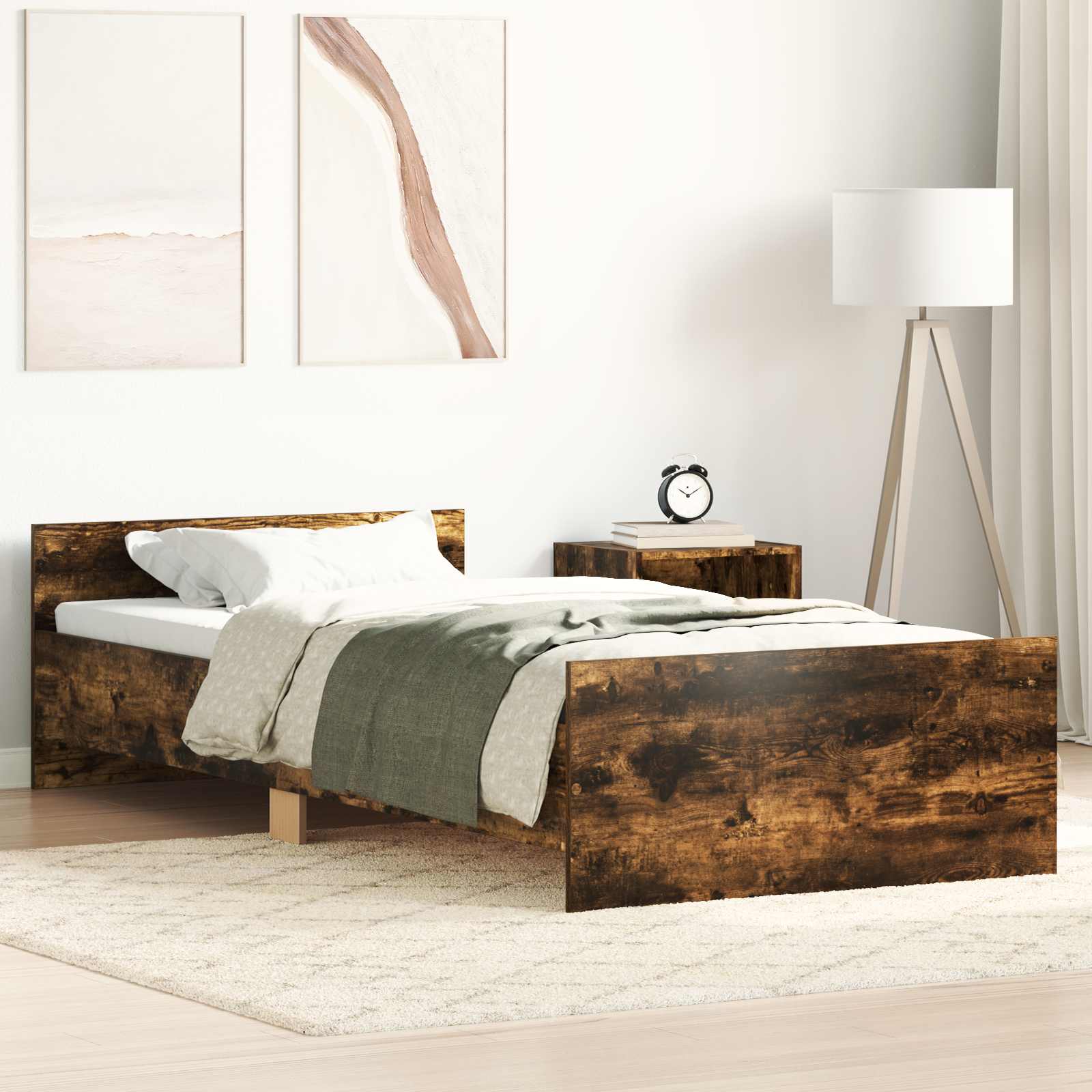 Cadre de lit avec tête de lit Chêne fumé 80 x 200 cm - XIOS