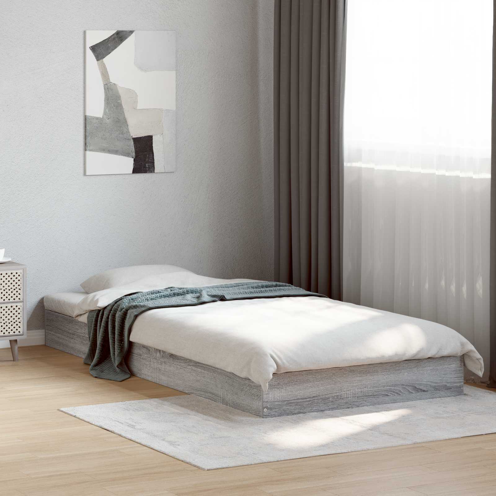 Cadre de lit au sol Sonoma gris 80 x 200 cm Bois d'ingénierie - XIOS
