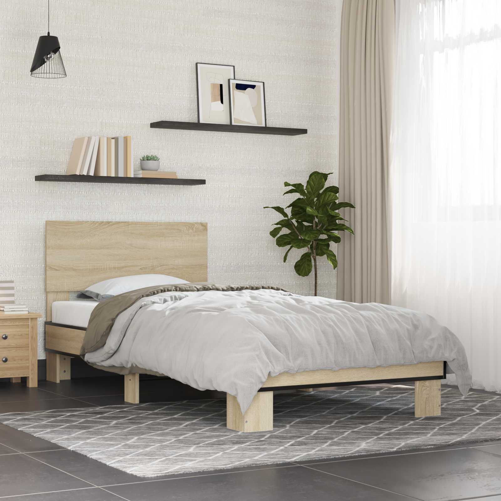 Cadre de lit avec tête de lit Chêne Sonoma 80 x 200 cm - XIOS