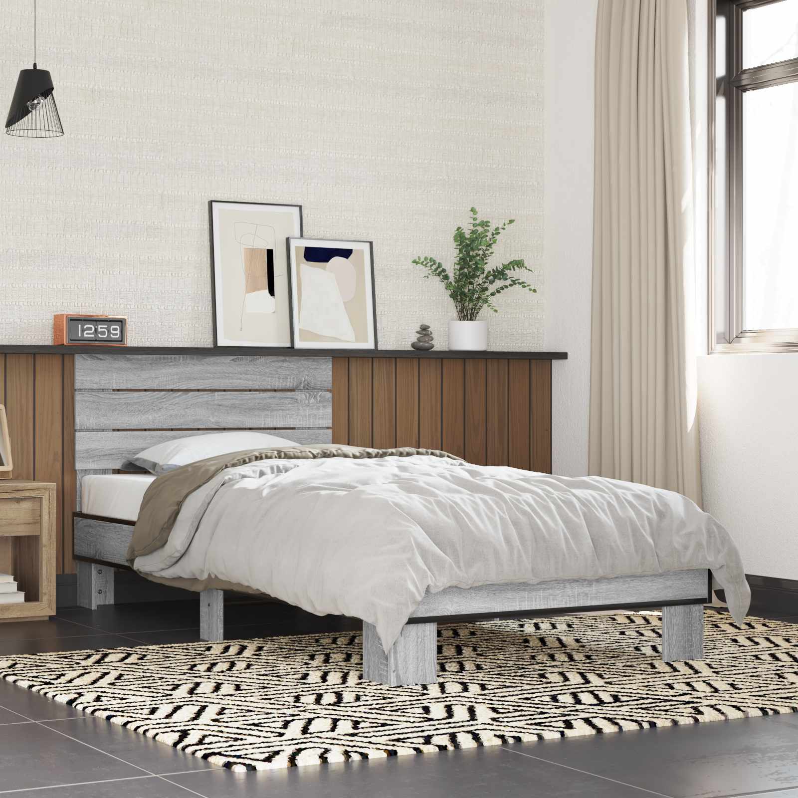 Cadre de lit avec tête de lit Sonoma gris 80 x 200 cm - XIOS