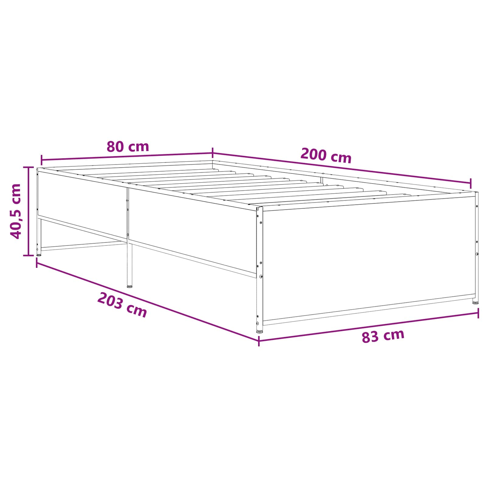 Cadre de lit Chêne Sonoma 80 x 200 cm Bois d'ingénierie - XIOS