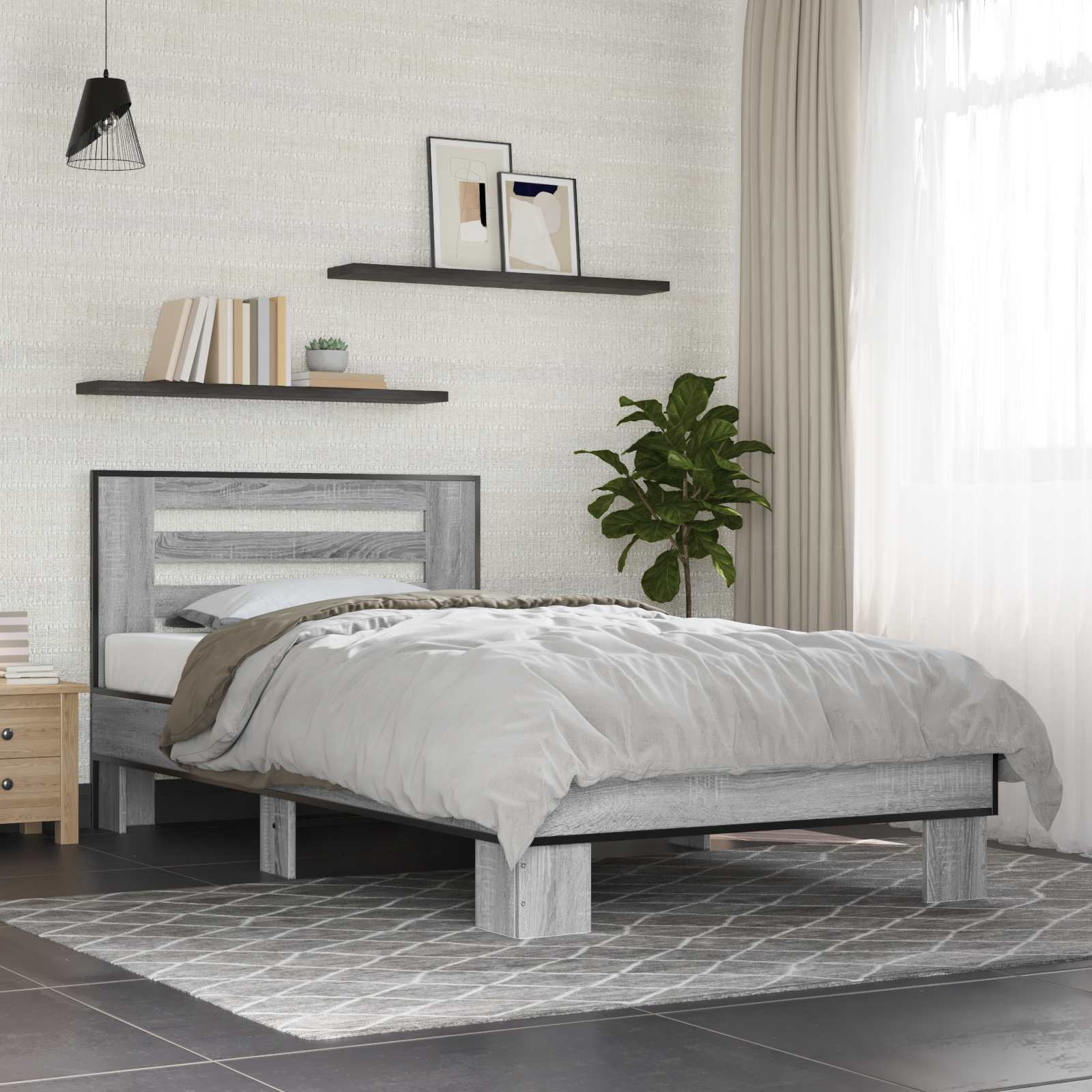 Cadre de lit avec tête de lit Sonoma gris 80 x 200 cm - XIOS