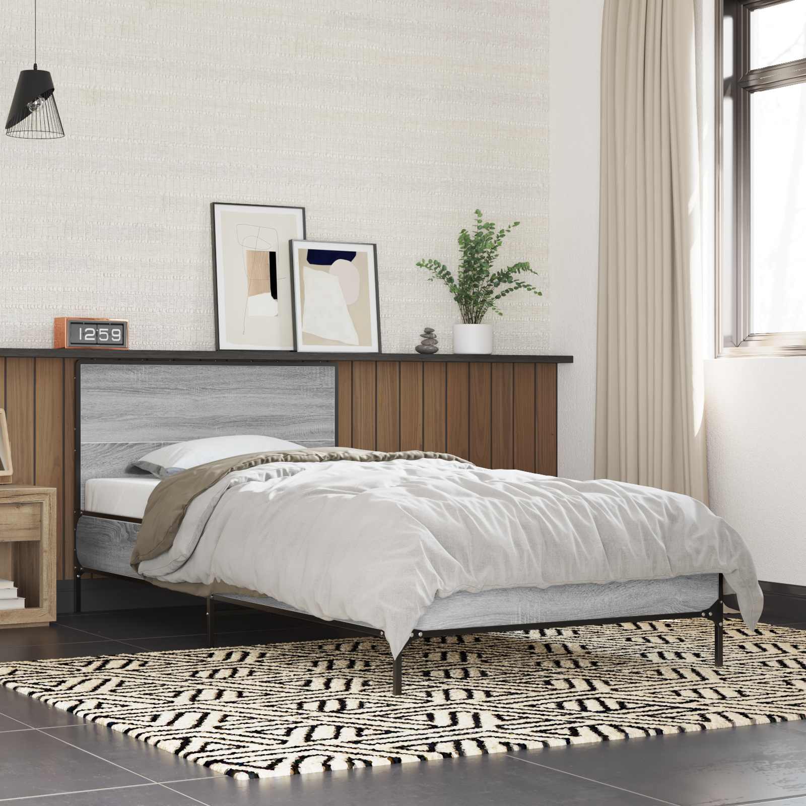 Cadre de lit avec tête de lit Sonoma gris 80 x 200 cm - XIOS