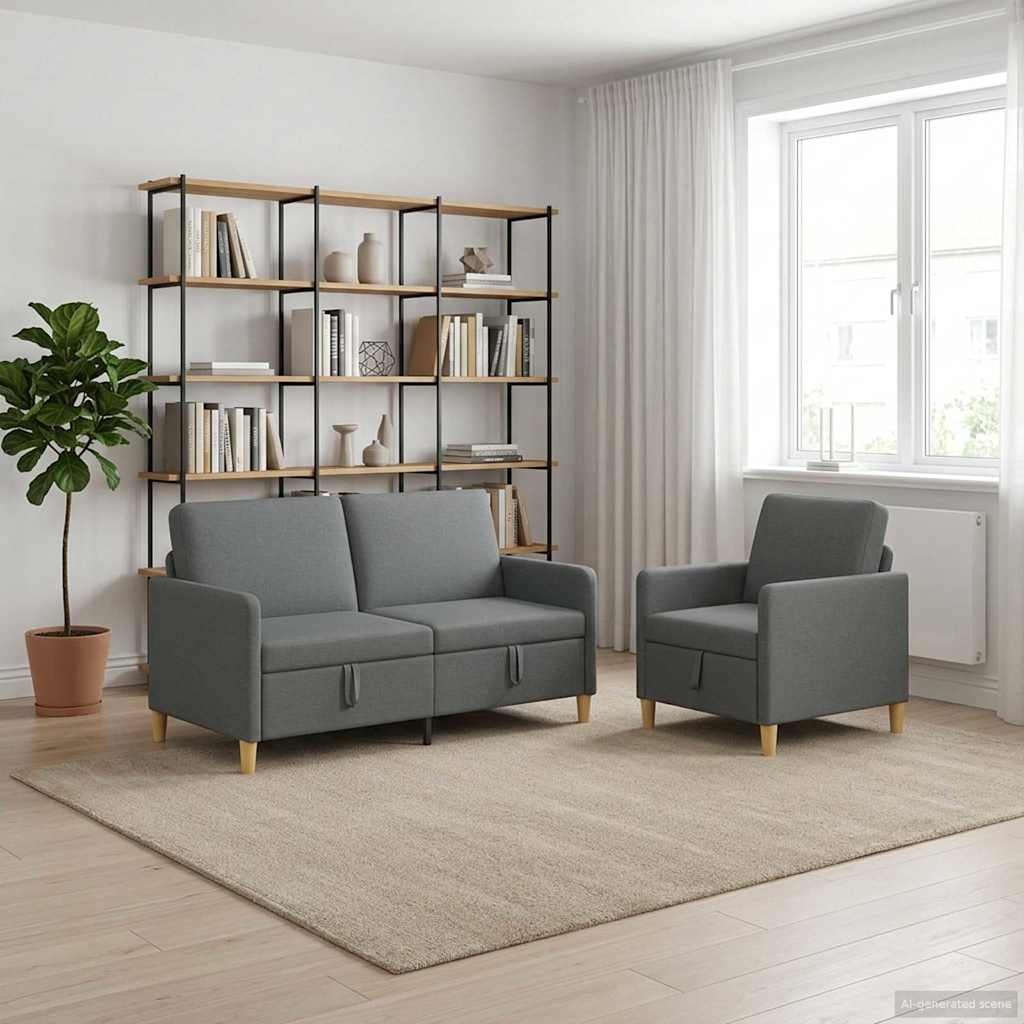 Canapé avec rangement 2 pc Gris foncé Polyester - XIOS