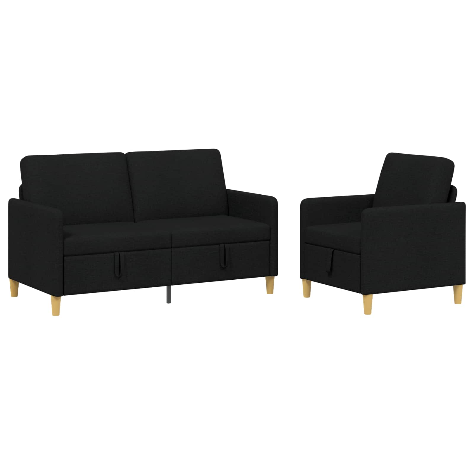Canapé avec rangement 2 pc Noir Polyester
