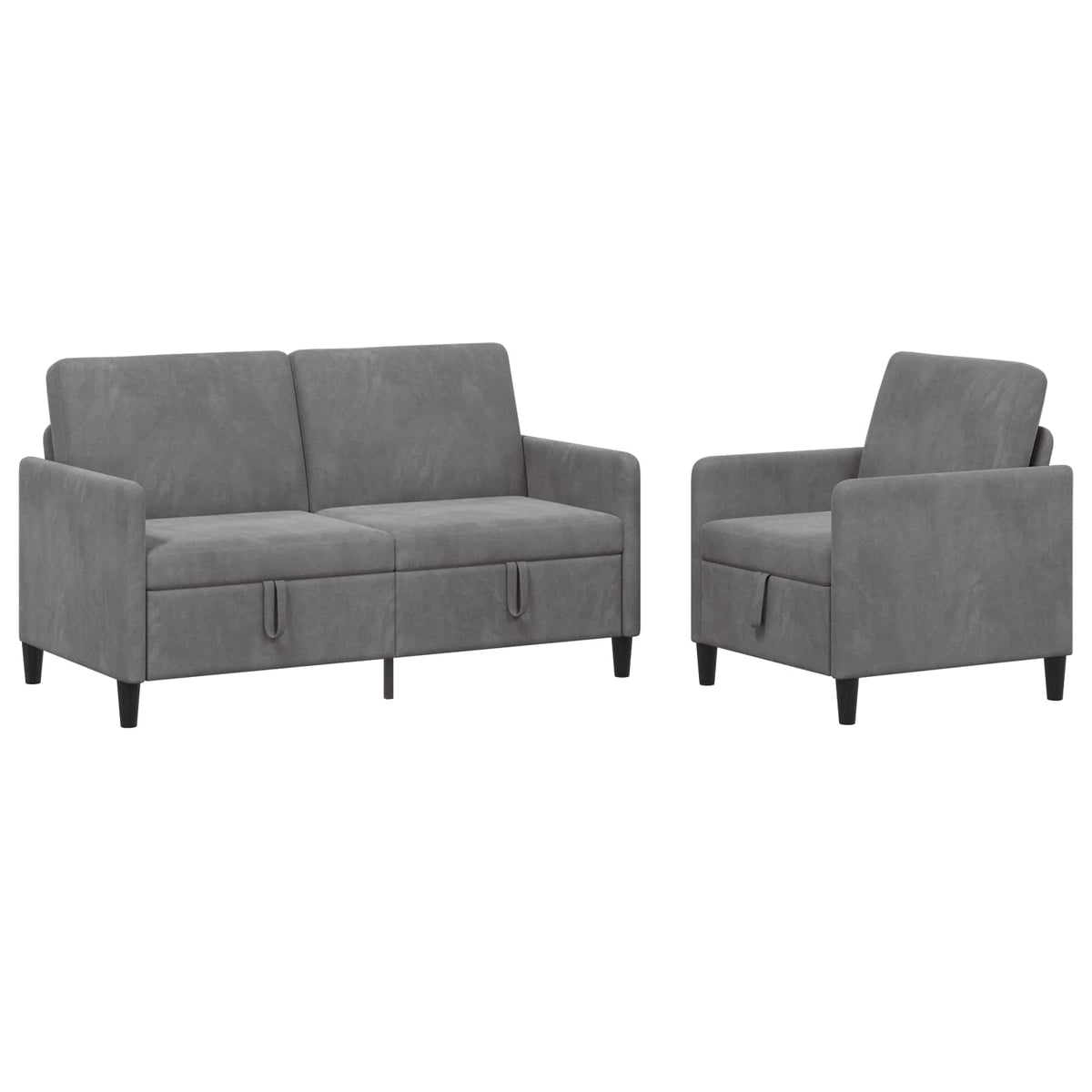 Canapé avec rangement 2 pc Gris foncé Polyester