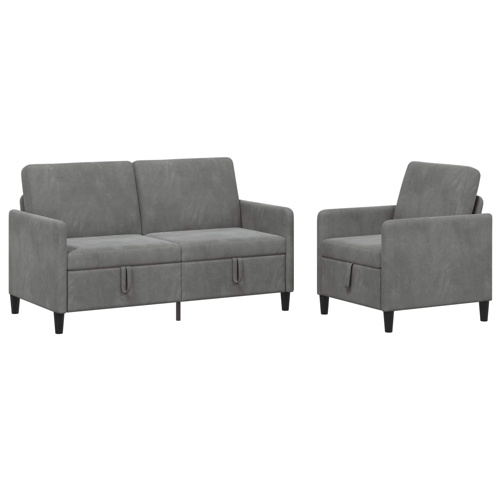 Canapé avec rangement 2 pc Gris foncé Polyester