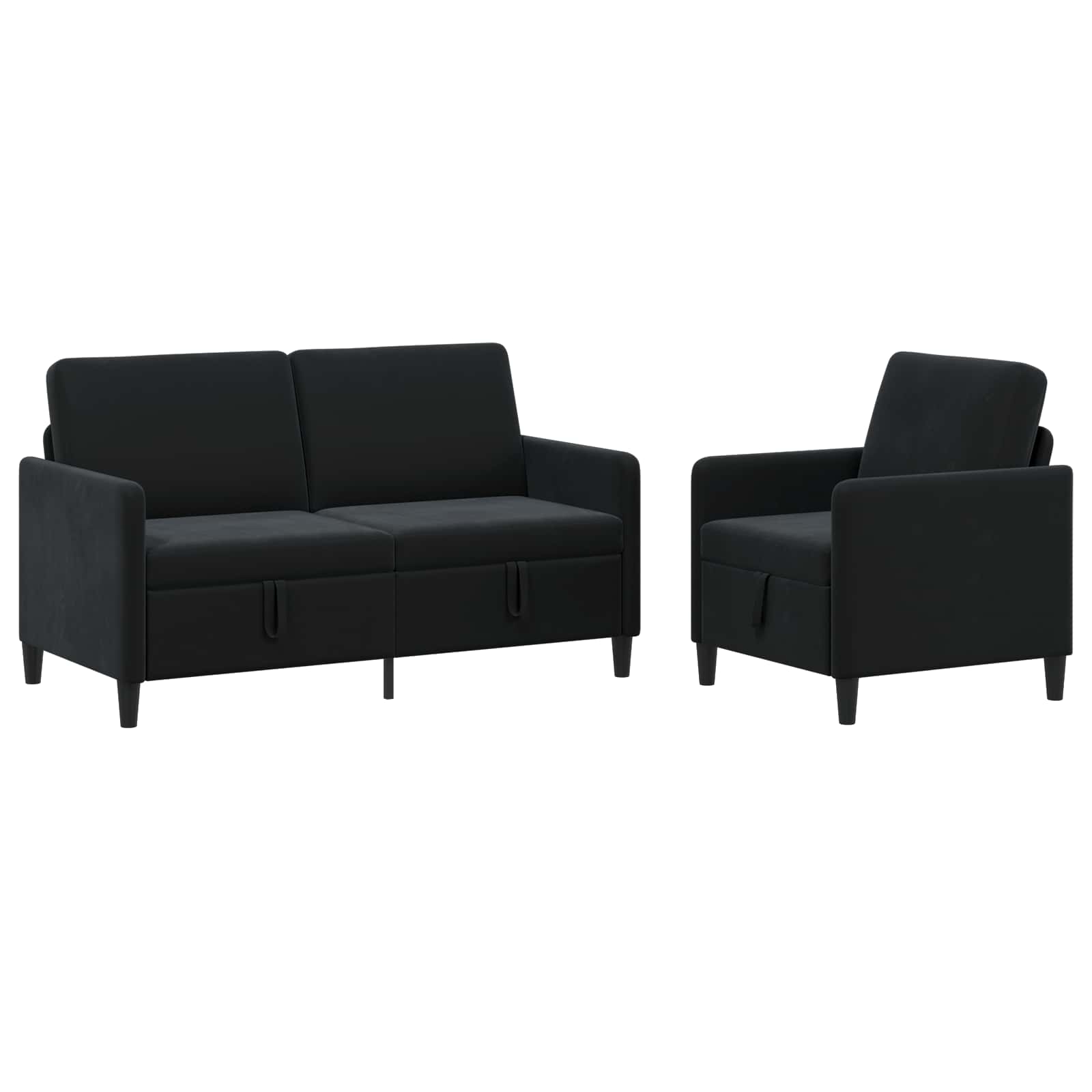 Canapé avec rangement 2 pc Noir Polyester