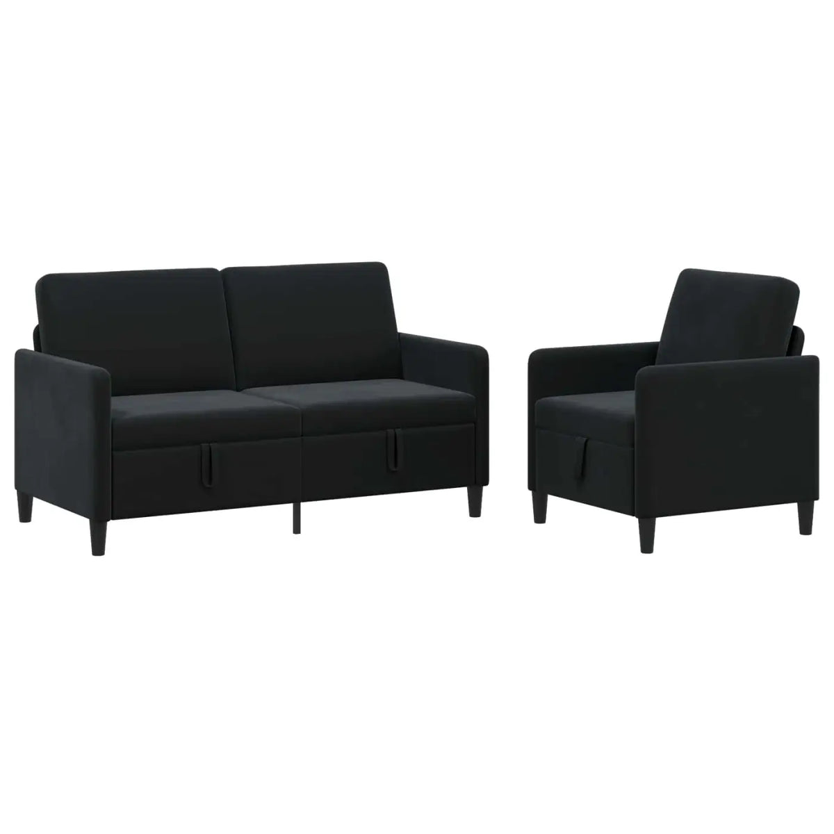 Canapé avec rangement 2 pc Noir Polyester - XIOS