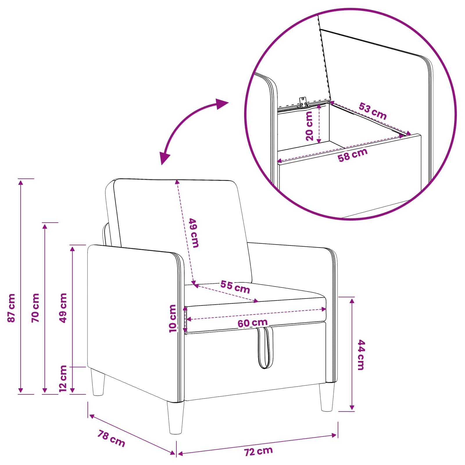Canapé avec rangement 2 pcs Gris foncé Polyester - XIOS