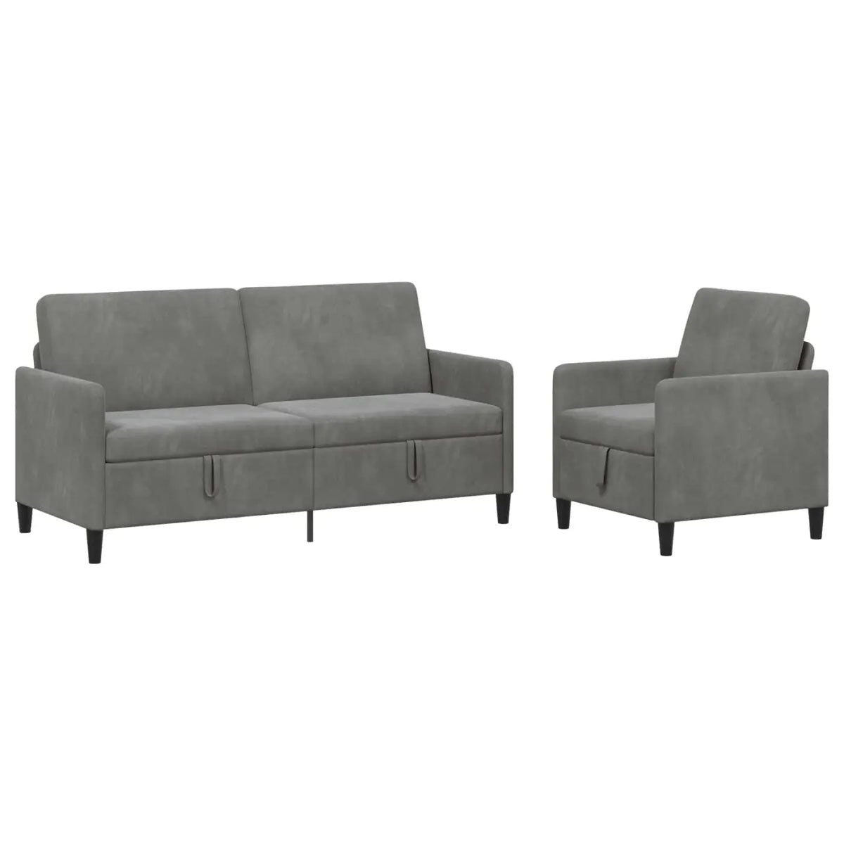 Canapé avec rangement 2 pc Gris foncé Polyester - XIOS
