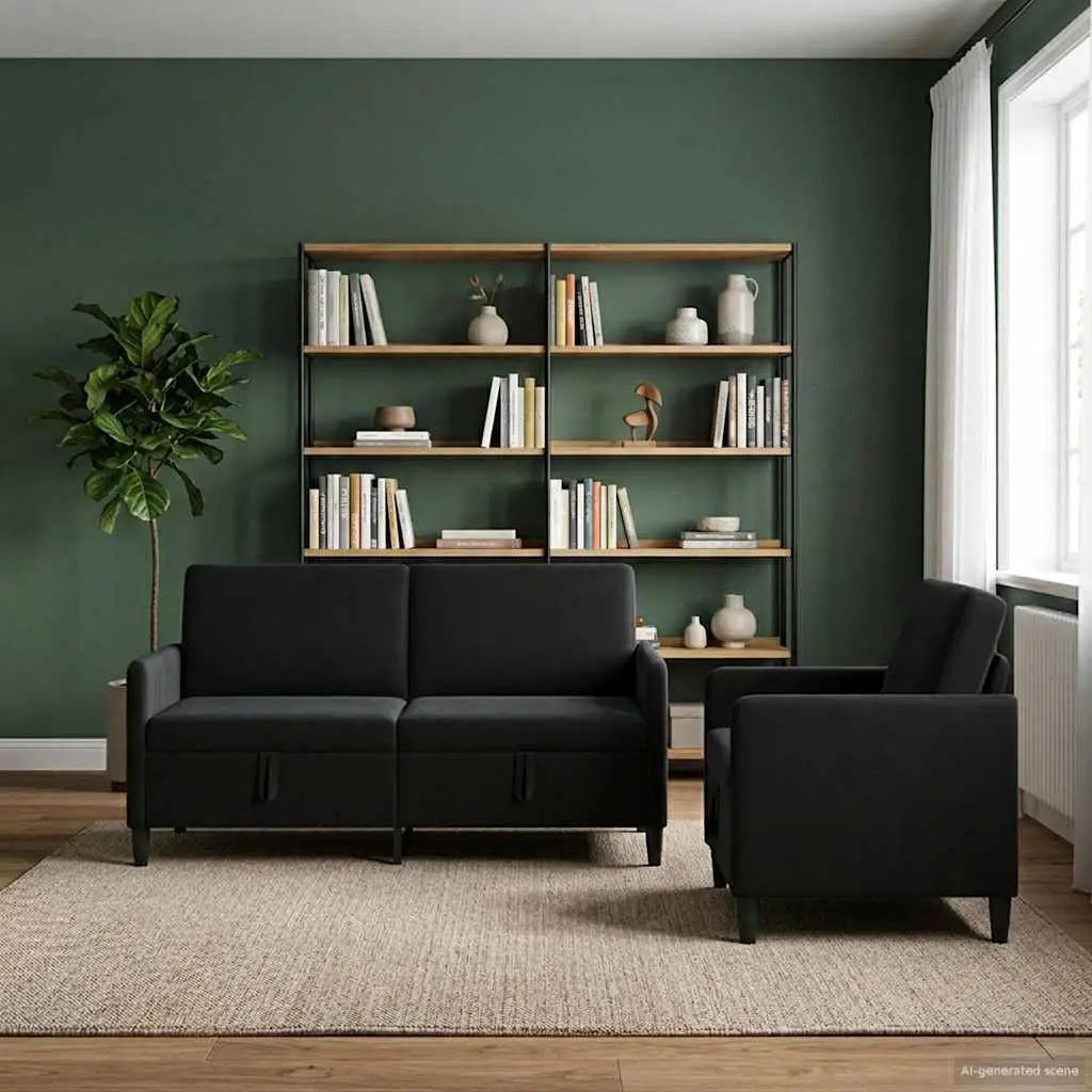 Canapé avec rangement 2 pc Noir Polyester - XIOS