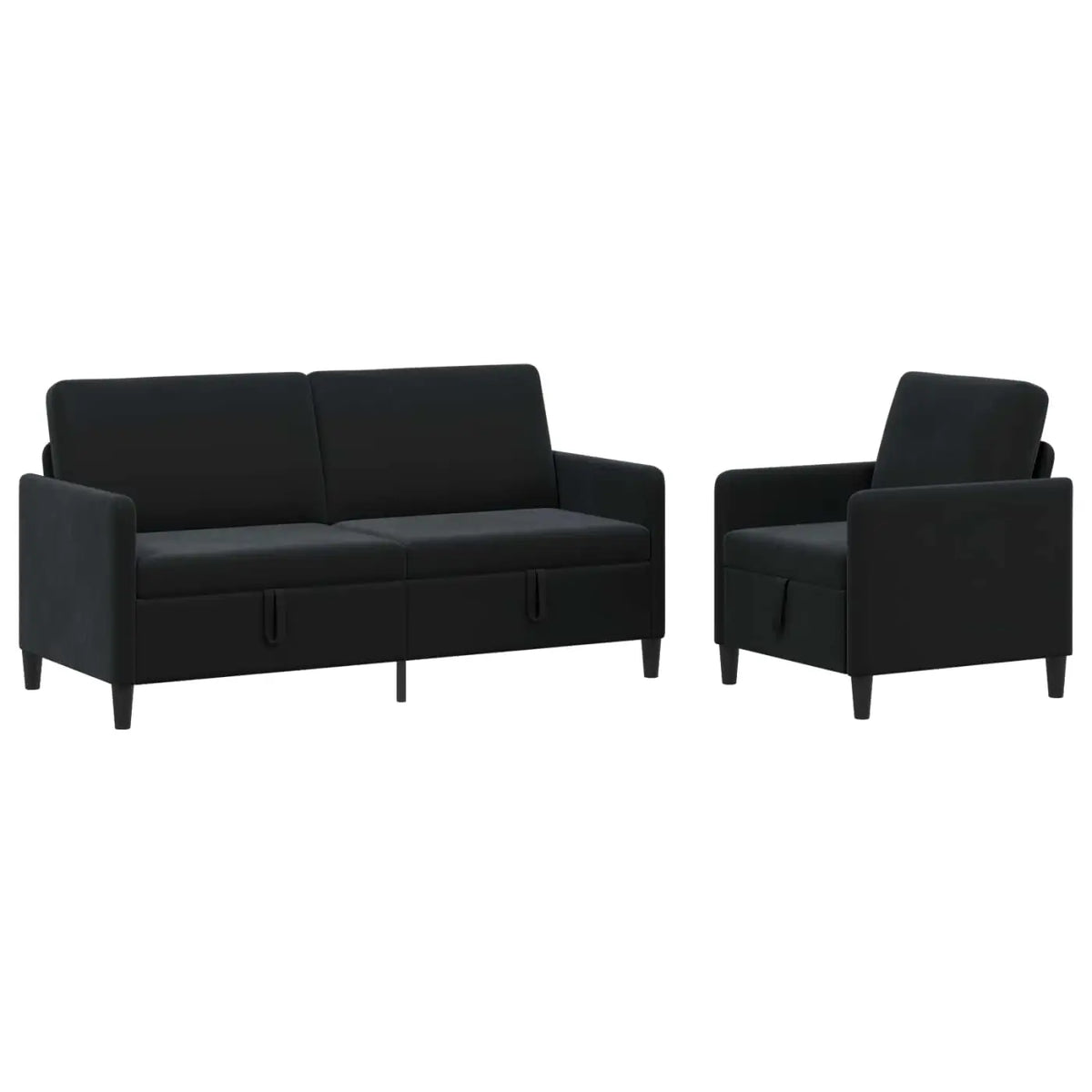 Canapé avec rangement 2 pc Noir Polyester - XIOS