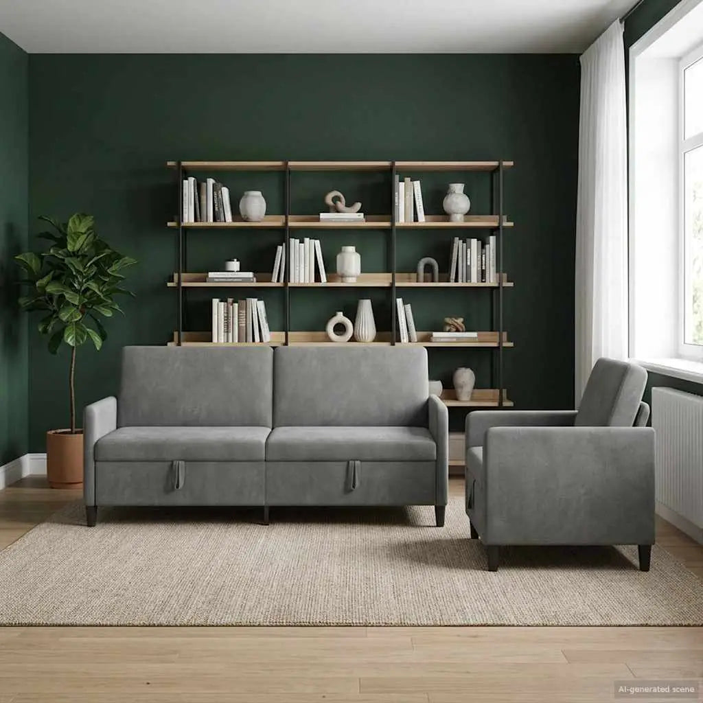 Canapé avec rangement 2 pc Gris foncé Polyester - XIOS