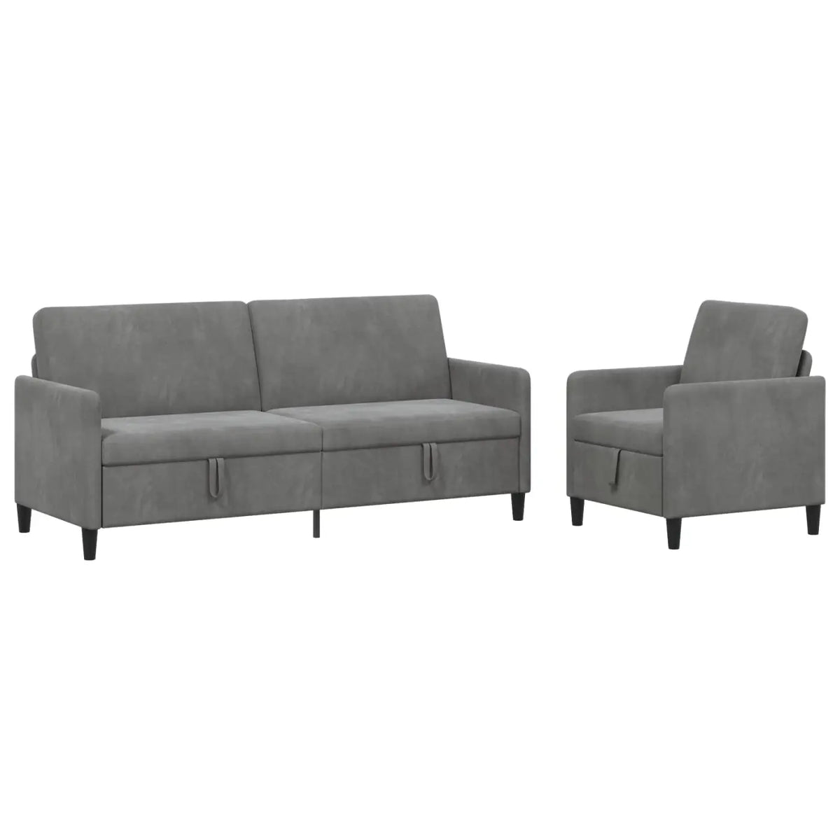 Canapé avec rangement 2 pc Gris foncé Polyester - XIOS