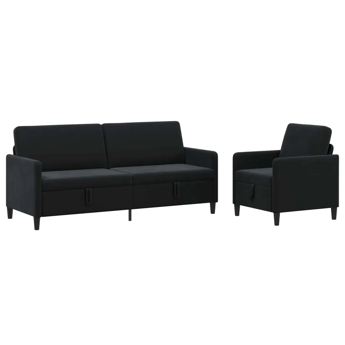 Canapé avec rangement 2 pc Noir Polyester - XIOS