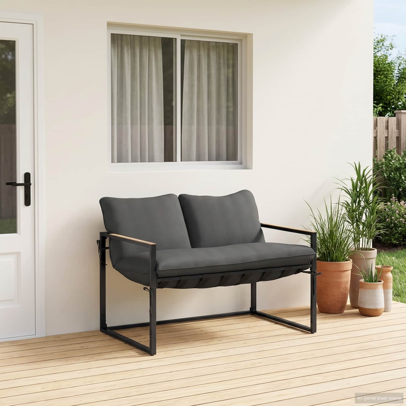 Ensemble de canapé de jardin Noir et anthracite Acier - XIOS