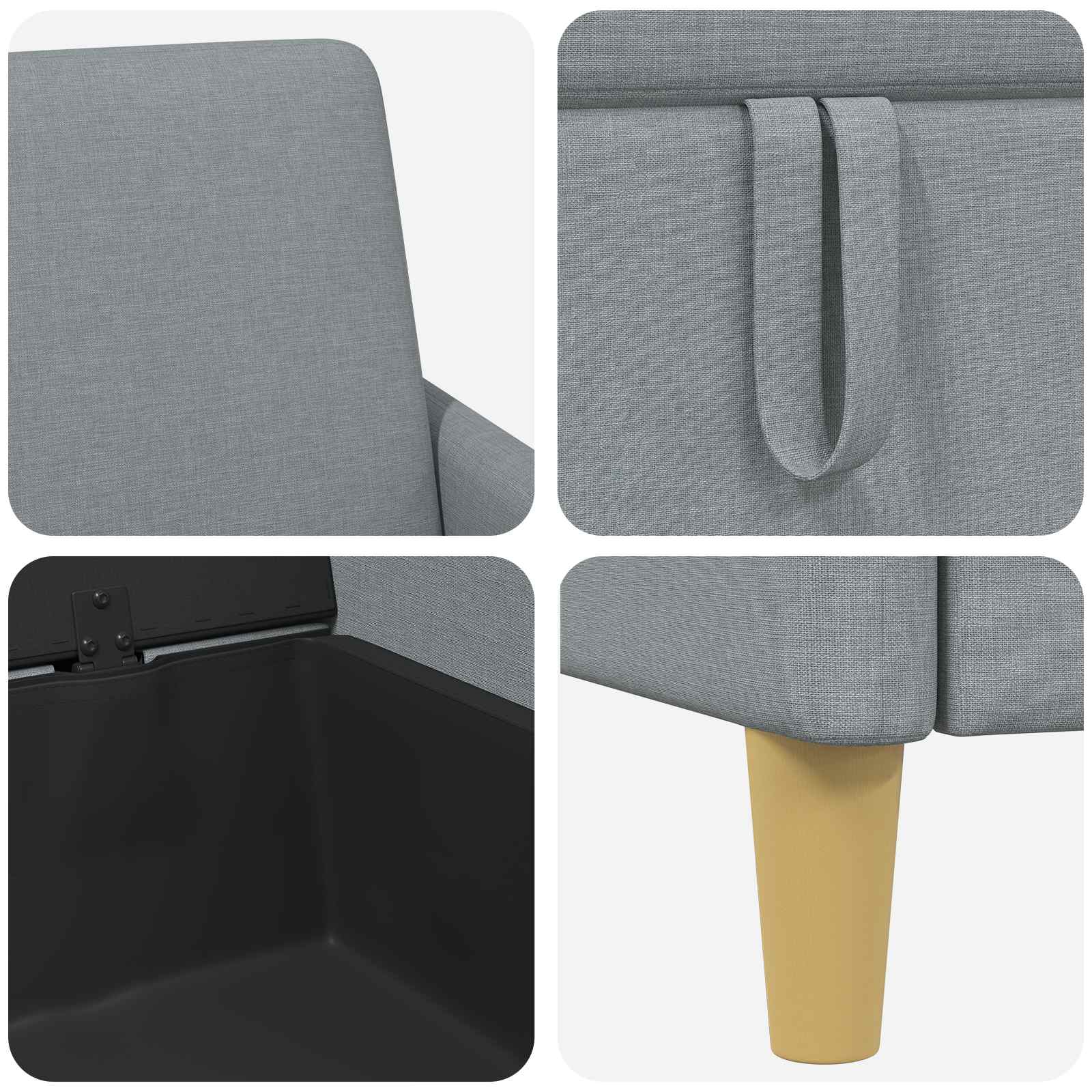 Sofa avec rangement Gris clair 152 x 78 x 87 cm Polyester