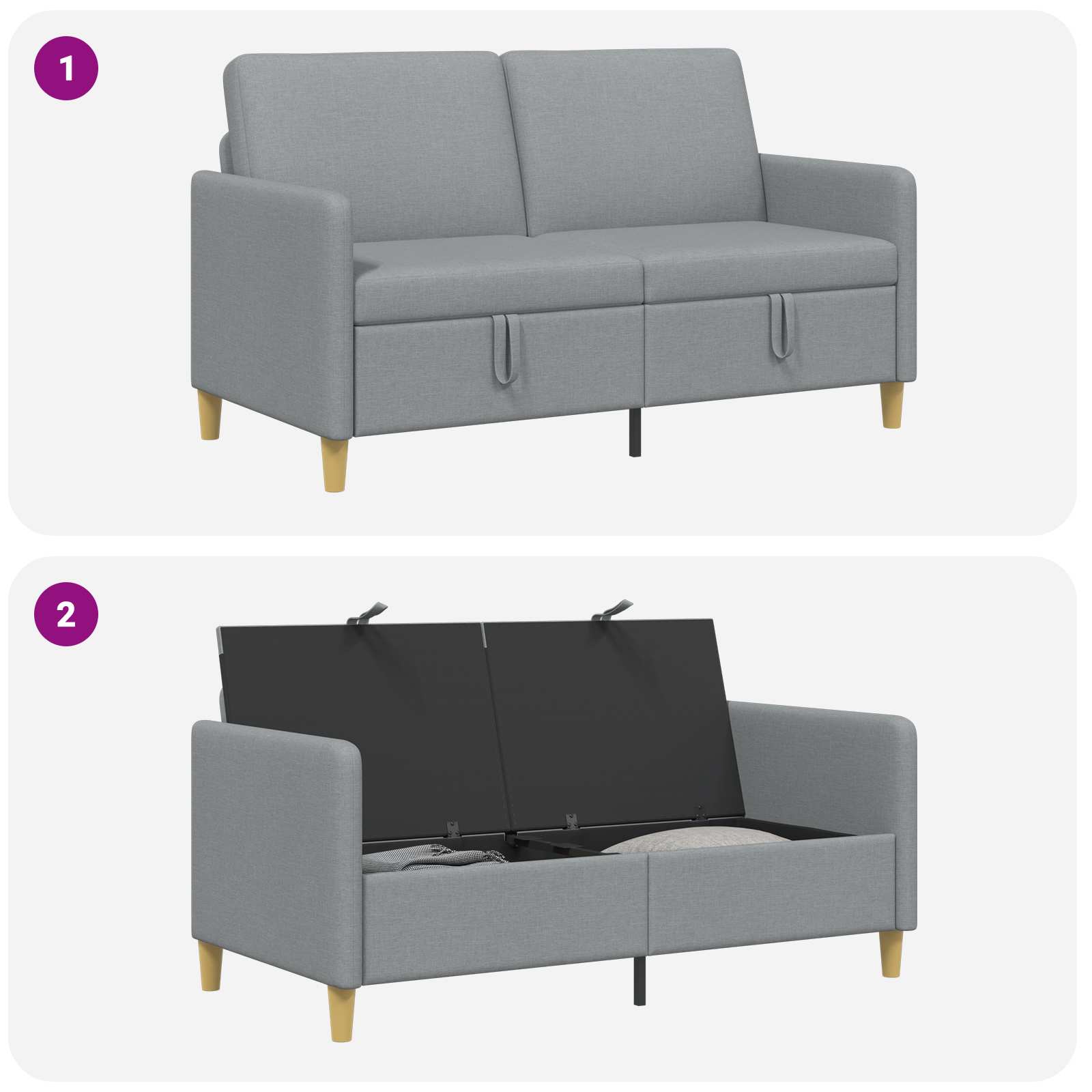 Sofa avec rangement Gris clair 152 x 78 x 87 cm Polyester