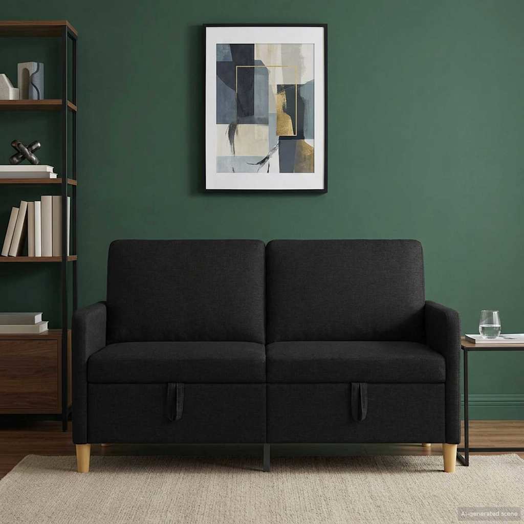 Sofa avec rangement Noir 152 x 78 x 87 cm Polyester